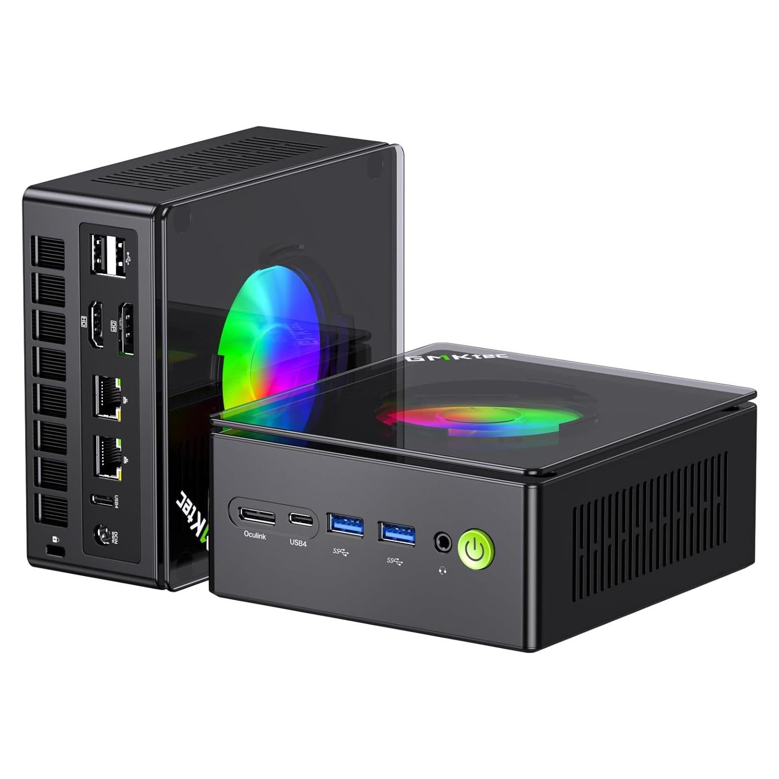 GMKtec Gaming Mini PC AMD Ryzen 9 8945HS (Turbo 5.1GHz) 32GB DDR5 2TB SSD, Computers PC Oculink, Dual NIC LAN 2.5G, WiFi 6, USB3.2, USB-C 4.0, BT5.2, DP, HDMI, Dual Fan Nucbox K11