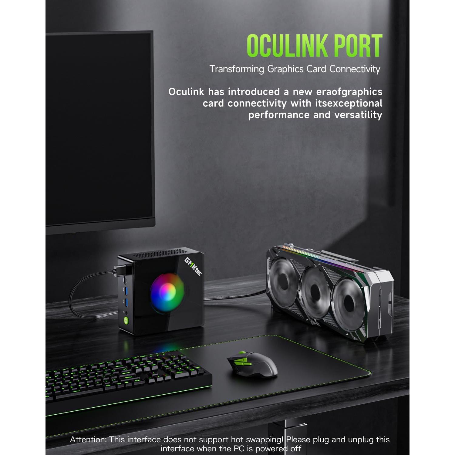 GMKtec Gaming Mini PC AMD Ryzen 9 8945HS (Turbo 5.1GHz) 32GB DDR5 2TB SSD, Computers PC Oculink, Dual NIC LAN 2.5G, WiFi 6, USB3.2, USB-C 4.0, BT5.2, DP, HDMI, Dual Fan Nucbox K11