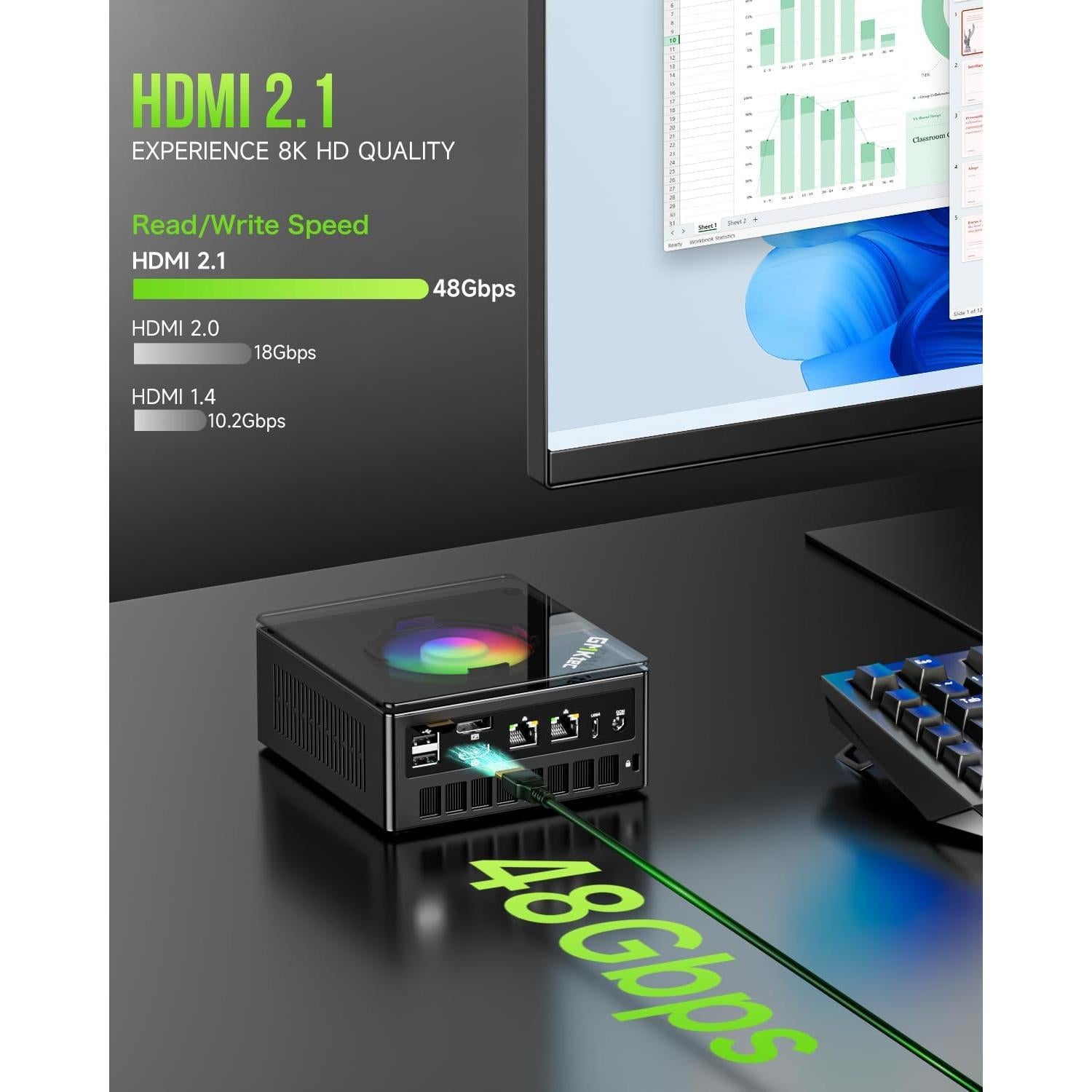 GMKtec Gaming Mini PC AMD Ryzen 9 8945HS (Turbo 5.1GHz) 32GB DDR5 2TB SSD, Computers PC Oculink, Dual NIC LAN 2.5G, WiFi 6, USB3.2, USB-C 4.0, BT5.2, DP, HDMI, Dual Fan Nucbox K11