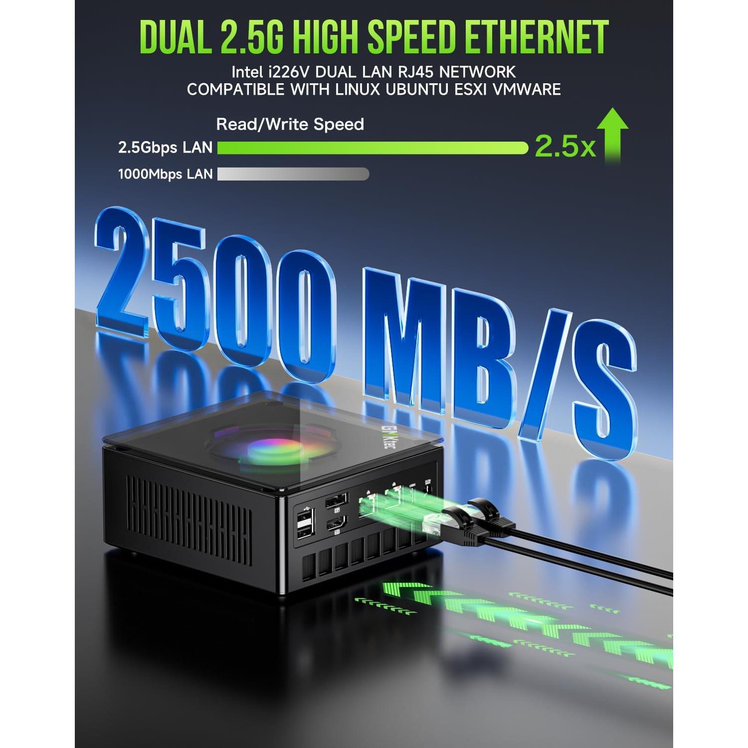 GMKtec Gaming Mini PC AMD Ryzen 9 8945HS (Turbo 5.1GHz) 32GB DDR5 2TB SSD, Computers PC Oculink, Dual NIC LAN 2.5G, WiFi 6, USB3.2, USB-C 4.0, BT5.2, DP, HDMI, Dual Fan Nucbox K11