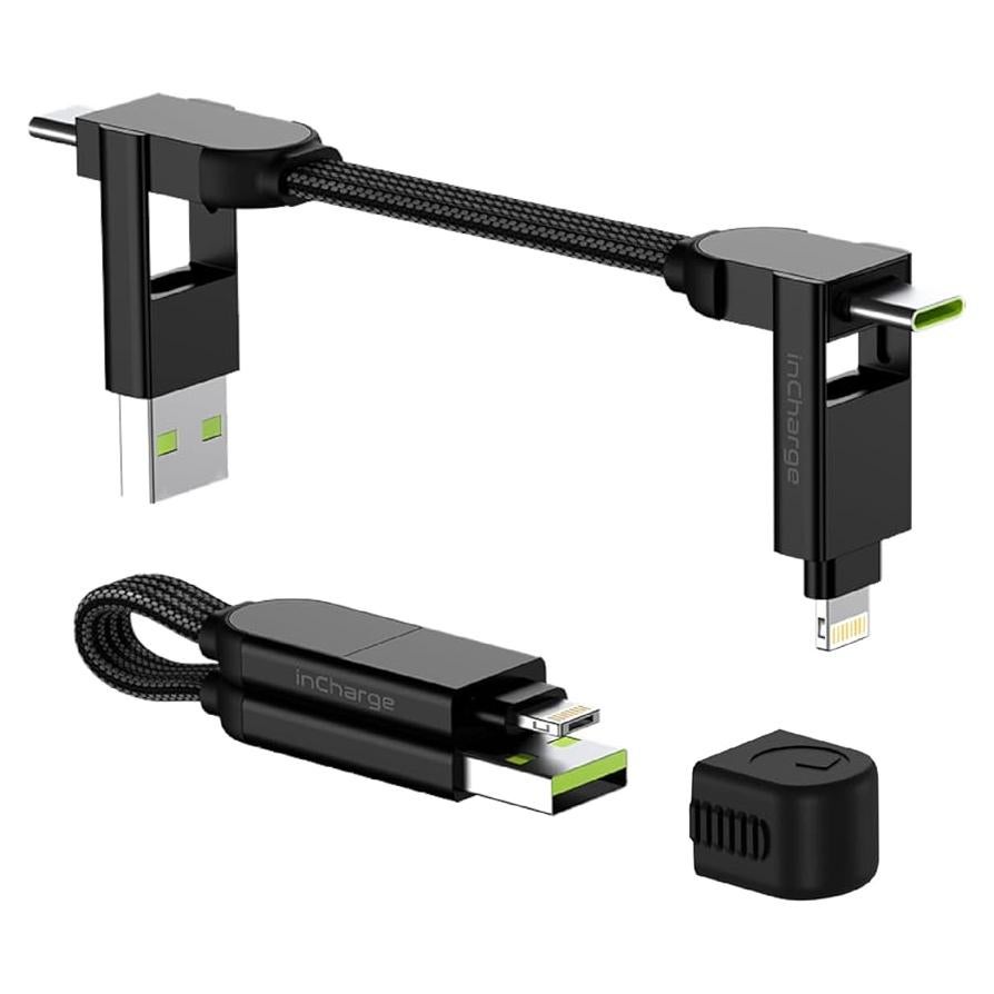 Cable de Carga 6 en 1 inCharge X Rolling Square 100W Negro