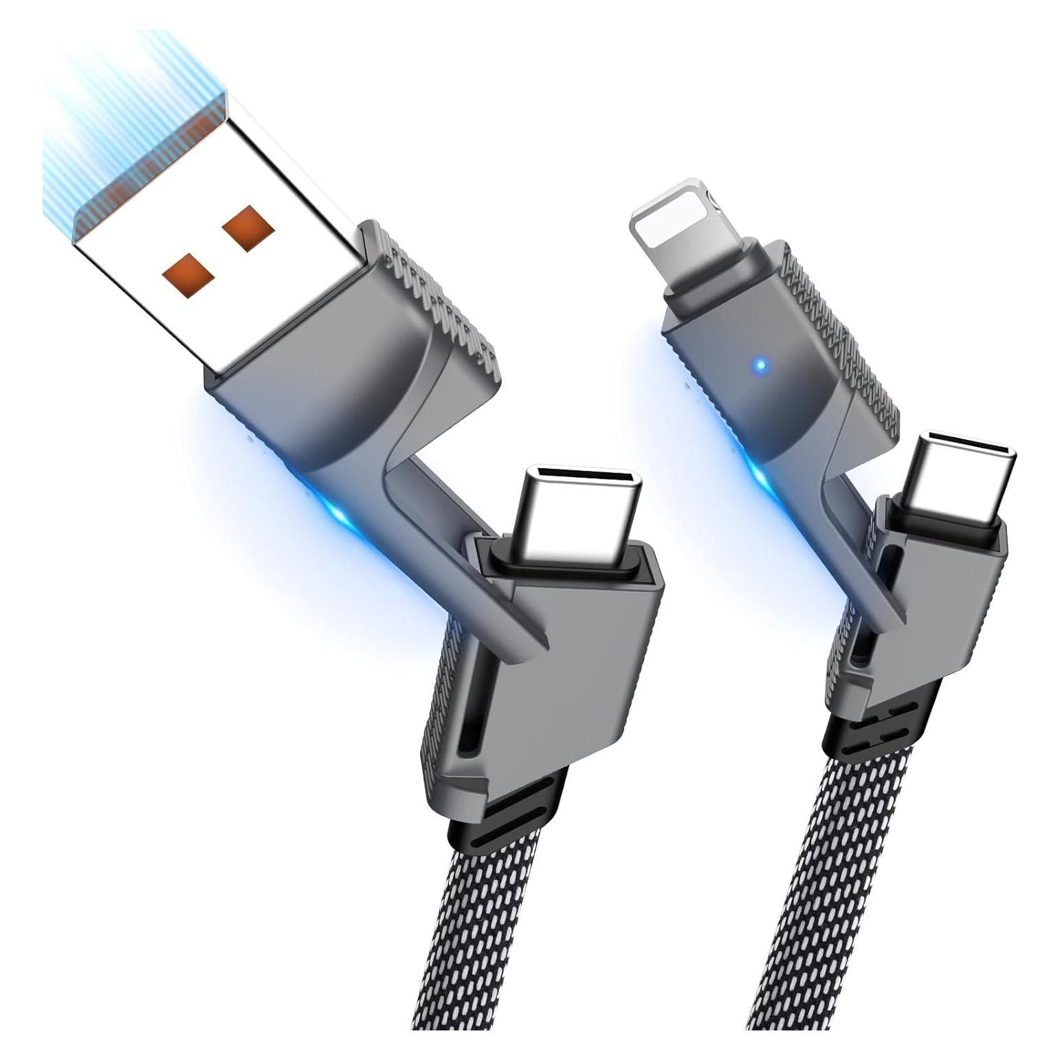 Paquete de 2 Cables USB C 4 en 1 Bobosogo 6FT Carga Rápida 60W