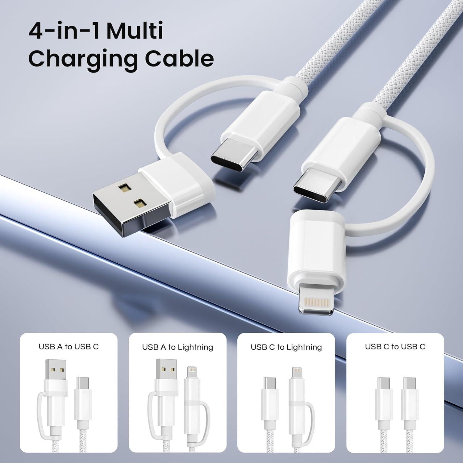 Cable de Carga 4 en 1 Basesailor USB-C 2M 60W para iPhone