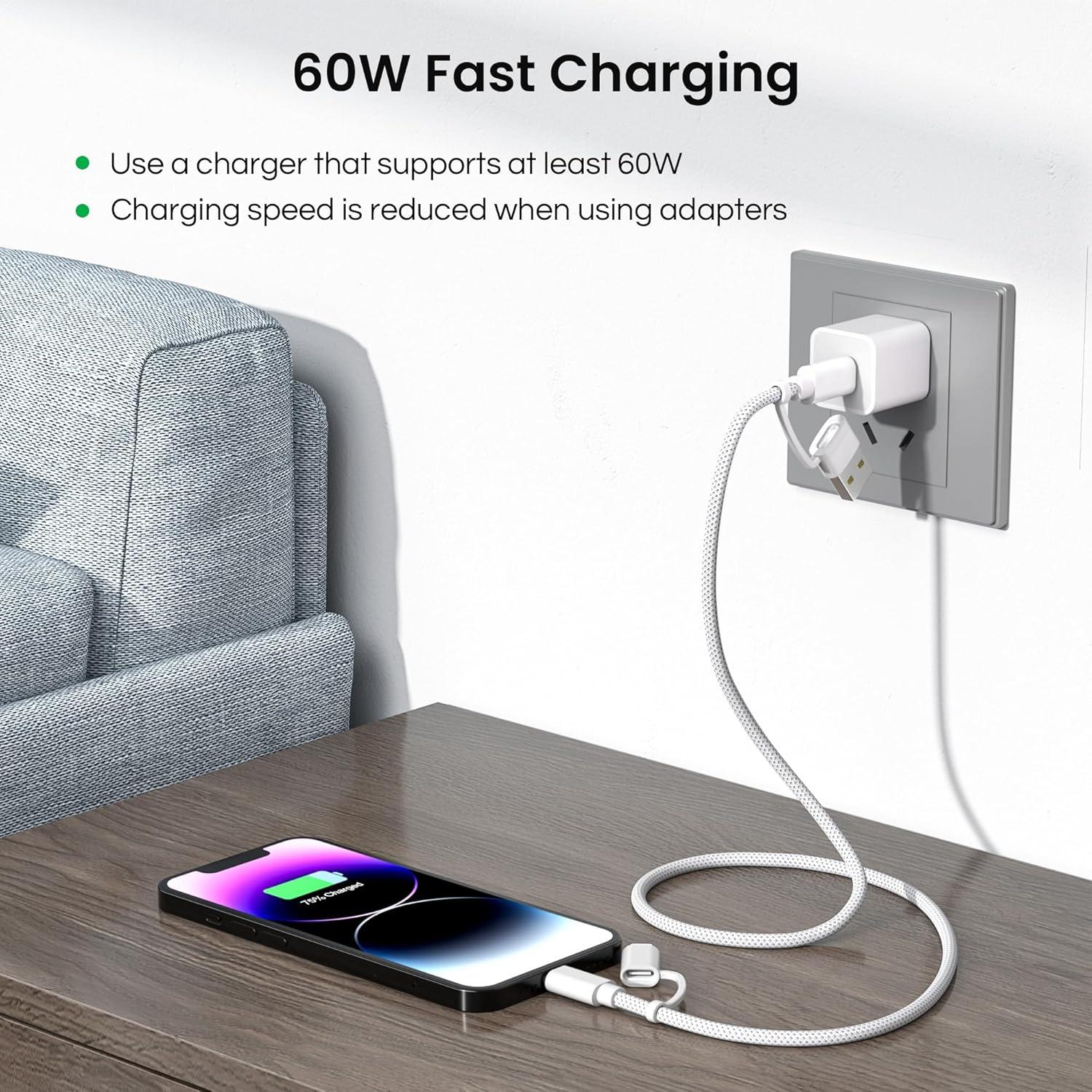 Cable de Carga 4 en 1 Basesailor USB-C 2M 60W para iPhone