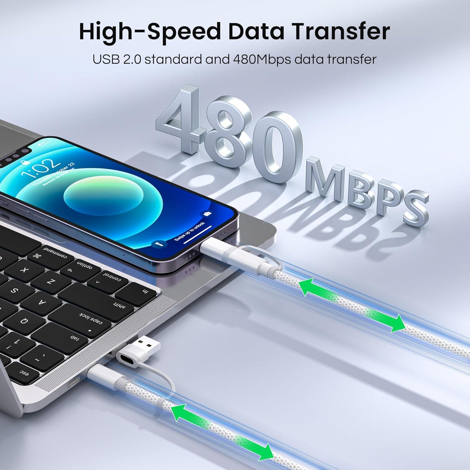 Cable de Carga 4 en 1 Basesailor USB-C 2M 60W para iPhone