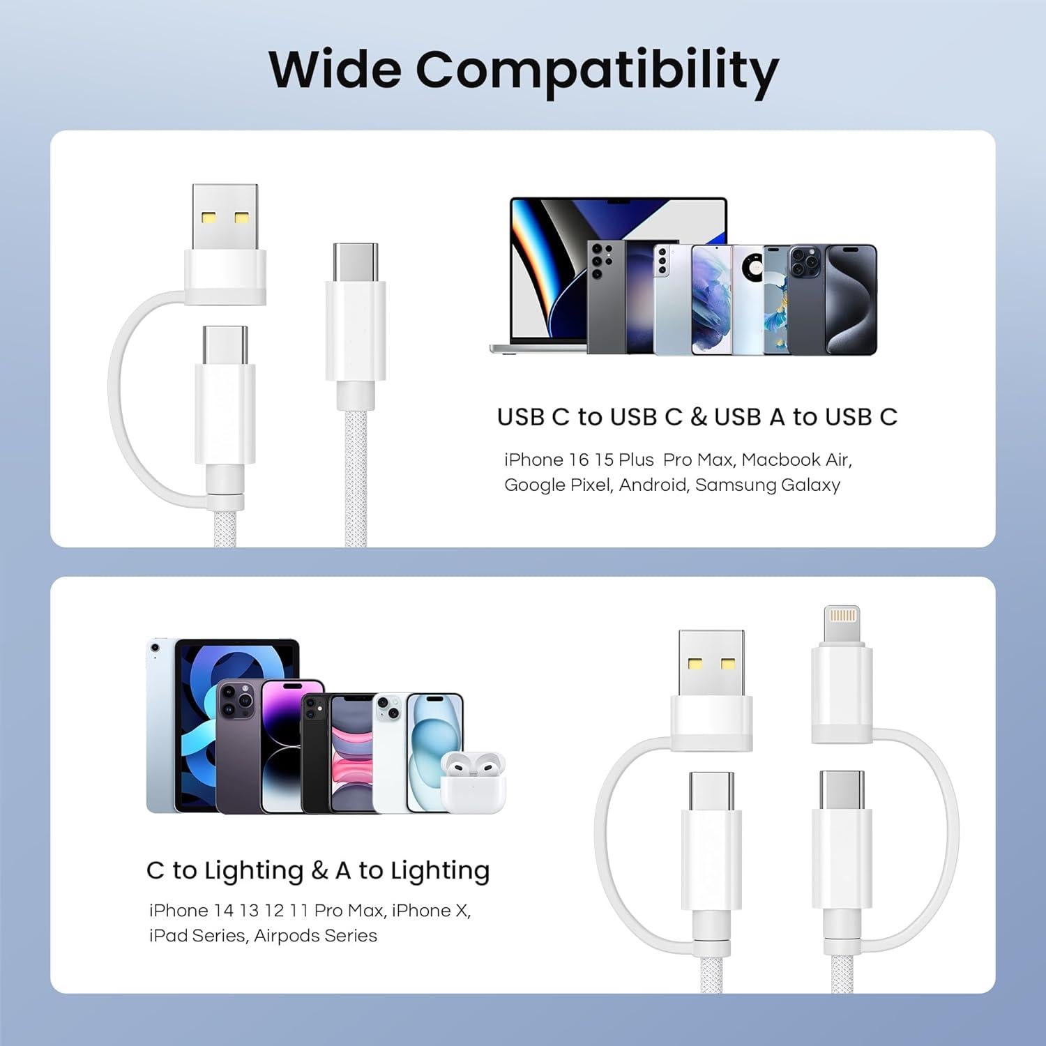 Cable de Carga 4 en 1 Basesailor USB-C 2M 60W para iPhone