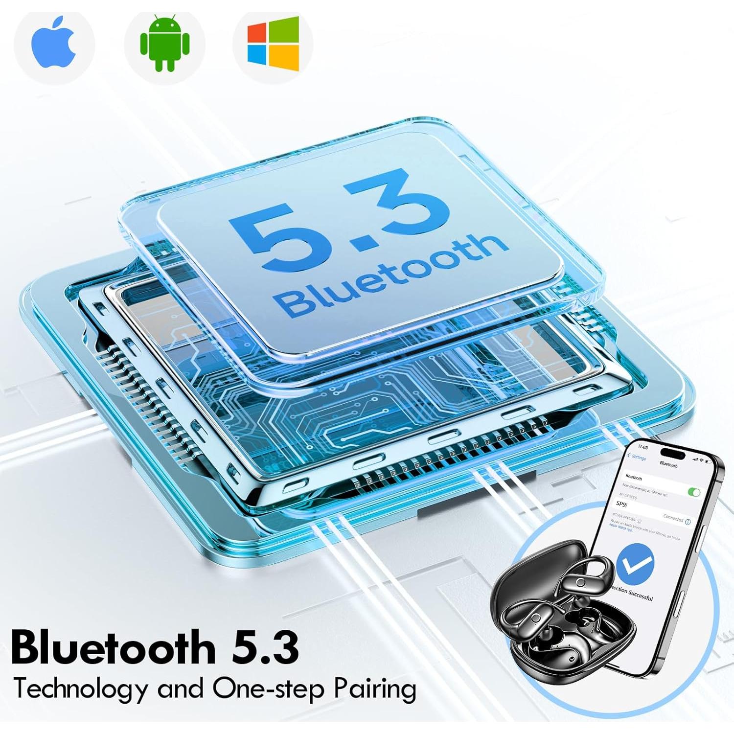 Auriculares inalámbricos Kurdene SP9I Bluetooth deportivos - Negro