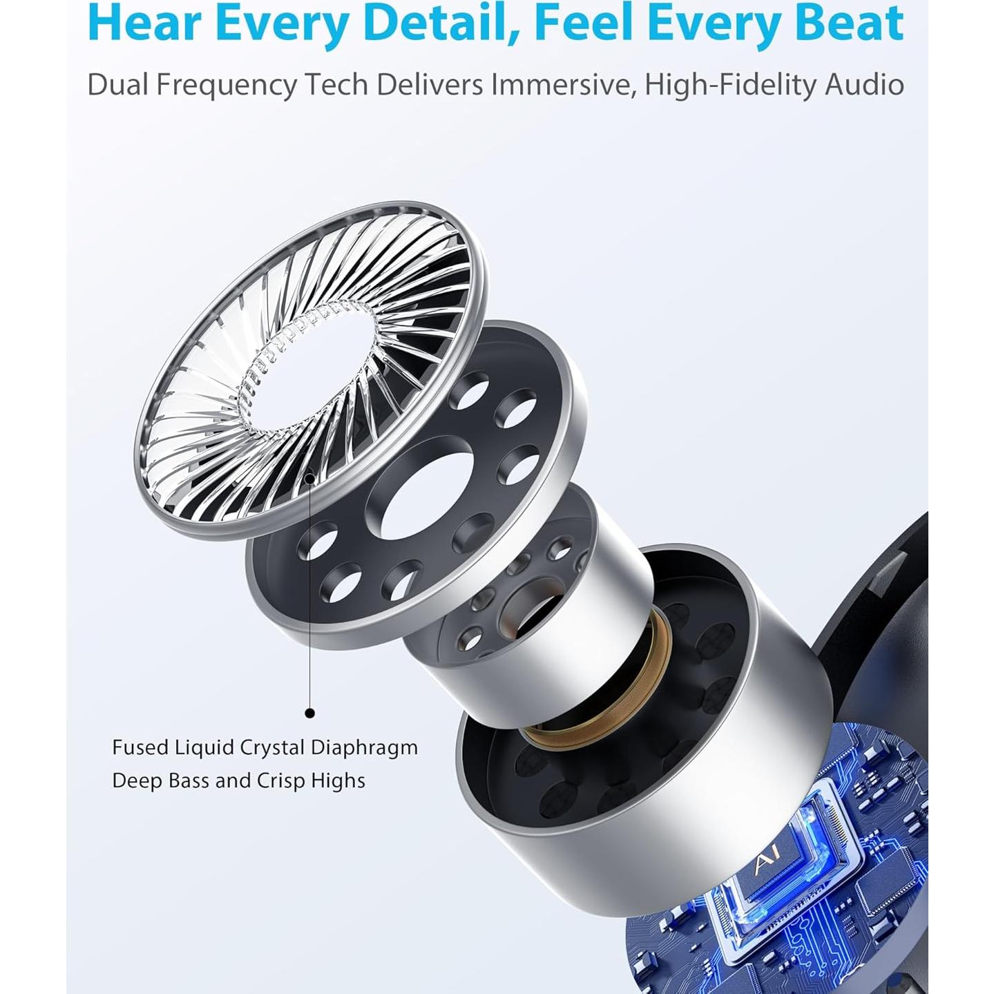 Ultra Open Ear Earbuds - Ergonomic Clip-On Earbuds, Bone Conduction Over-The-Ear Headphones with Waterproof Design, Black