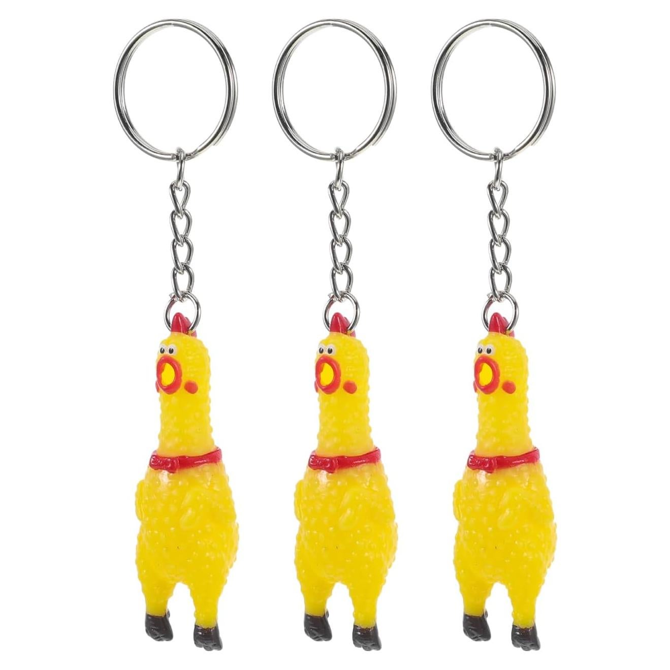 Llavero Pollo Gritón NUOBESTY - Mini Juguete Apretable Amarillo