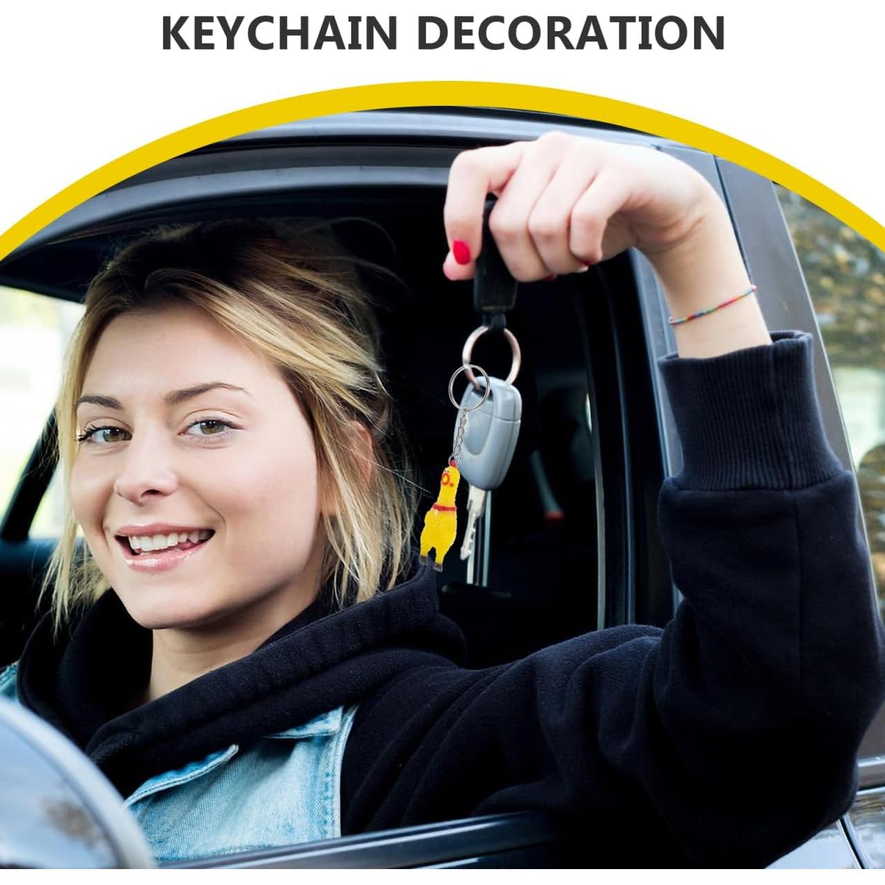 Llavero Pollo Gritón NUOBESTY - Mini Juguete Apretable Amarillo