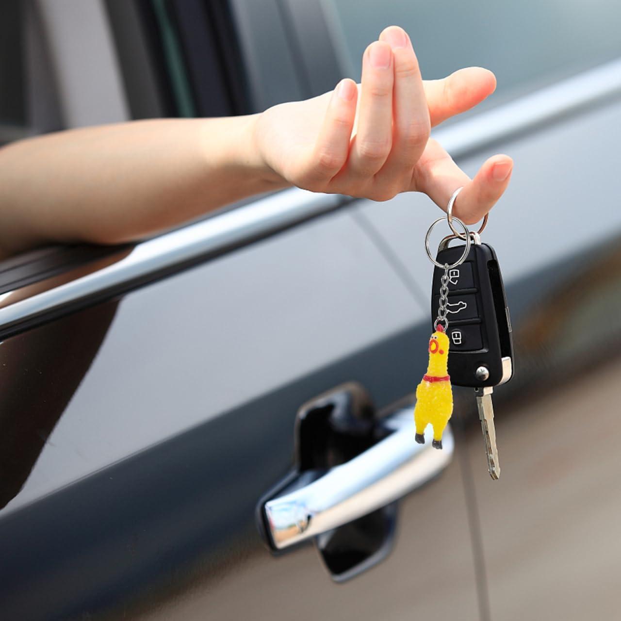 Llavero Pollo Gritón NUOBESTY - Mini Juguete Apretable Amarillo