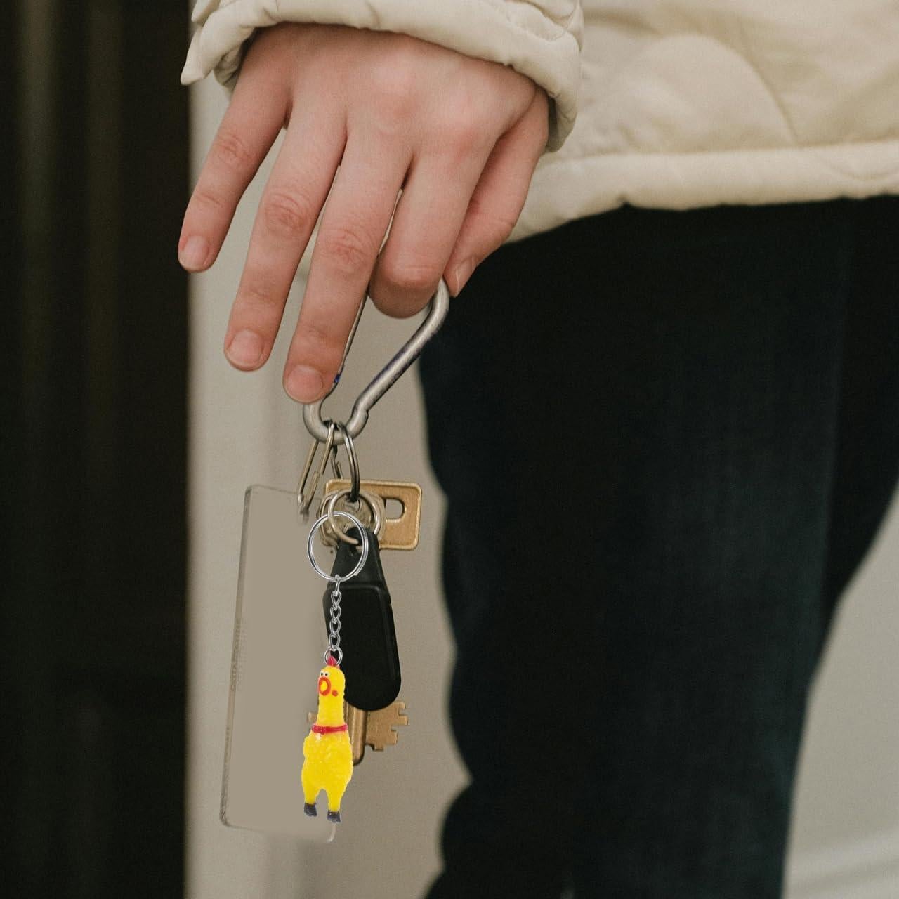 Llavero Pollo Gritón NUOBESTY - Mini Juguete Apretable Amarillo