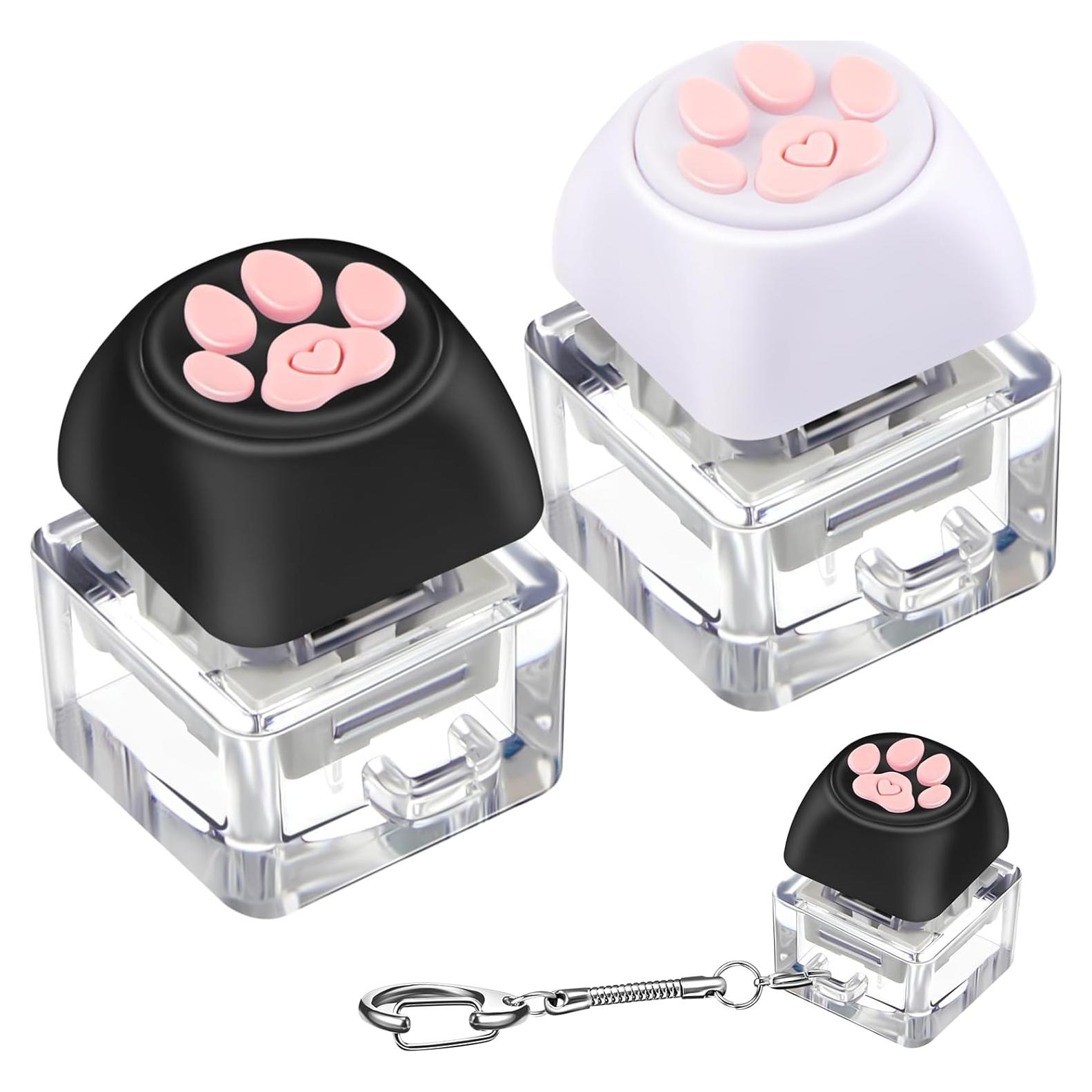 Taiyin 2 Pcs Keyboard Fidget Keychain Decompression Toys Finger Stress Relief Finger Keyboard Keychain Fidget Button for Adult Gifts to Pass The Boring Time(Dog Paw Style)