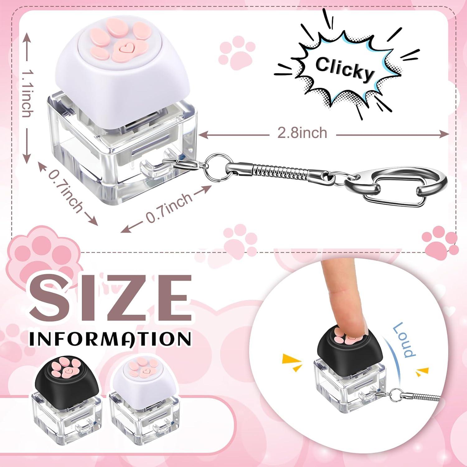 Taiyin 2 Pcs Keyboard Fidget Keychain Decompression Toys Finger Stress Relief Finger Keyboard Keychain Fidget Button for Adult Gifts to Pass The Boring Time(Dog Paw Style)