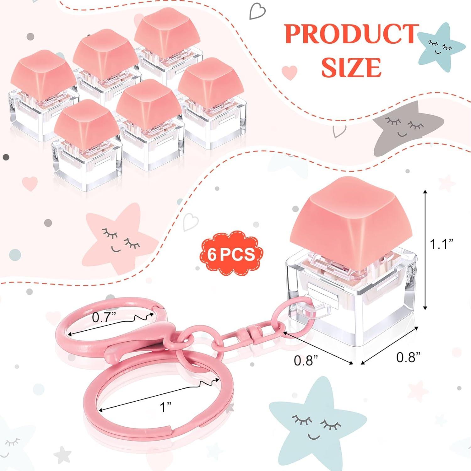 Juguetes Antiestrés Shappy 6 Pcs Llavero Rosa para Teclado