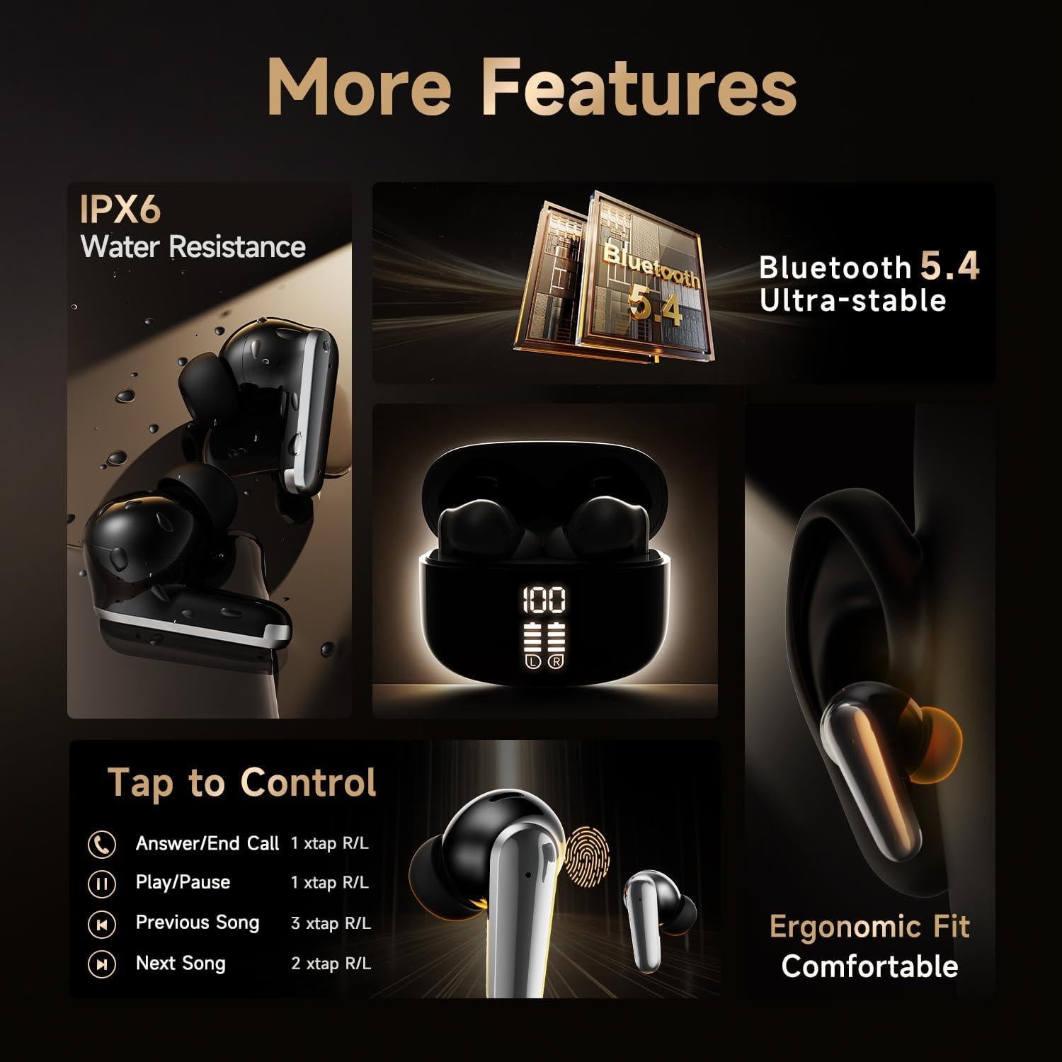 Auriculares Inalámbricos TISKY P13 Bluetooth 5.4 con Cancelación de Ruido