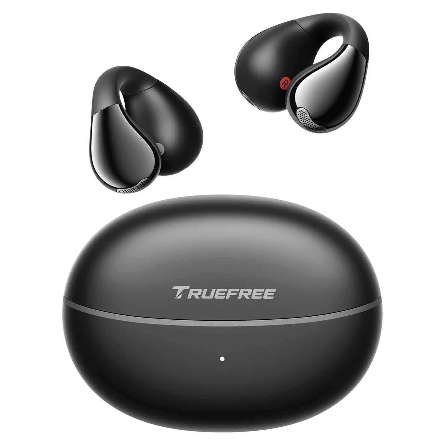 truefree B1 Open-Ear Wireless Earbuds, Bluetooth 5.4 Headphones with Spatial Audio, Ultra-Light Clip-On Fit, 25H Battery, Fast Charging, Multipoint Connection, App Customization, Workouts, Commute