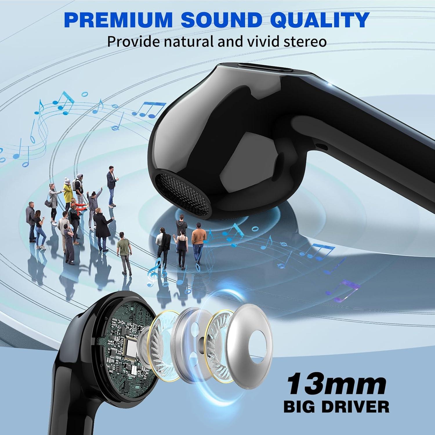 Auriculares Inalámbricos ASKUBSKU Bluetooth 5.3 con Micrófono