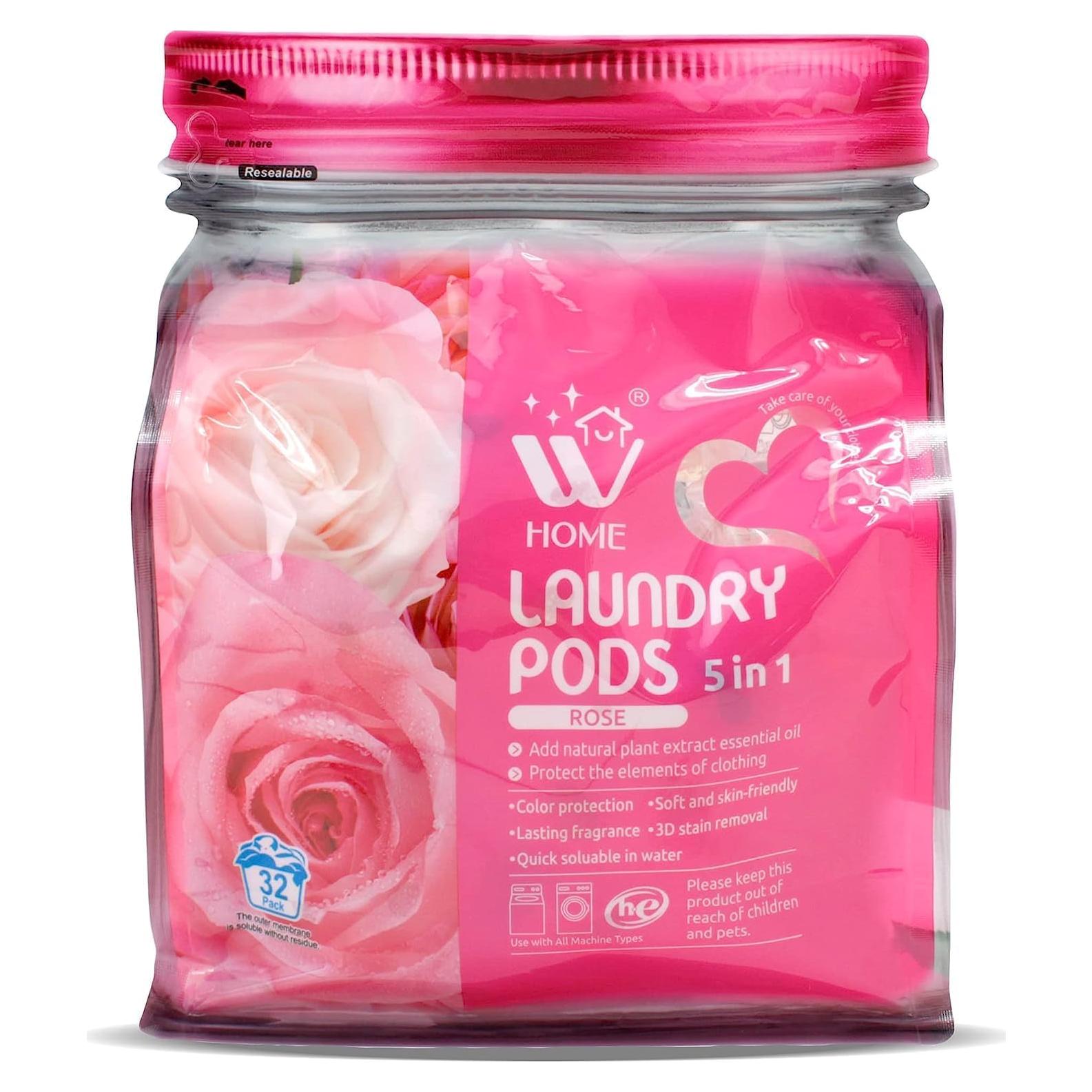 Cápsulas de Detergente WBM 5 en 1 Aroma Rosa - 32 Unidades