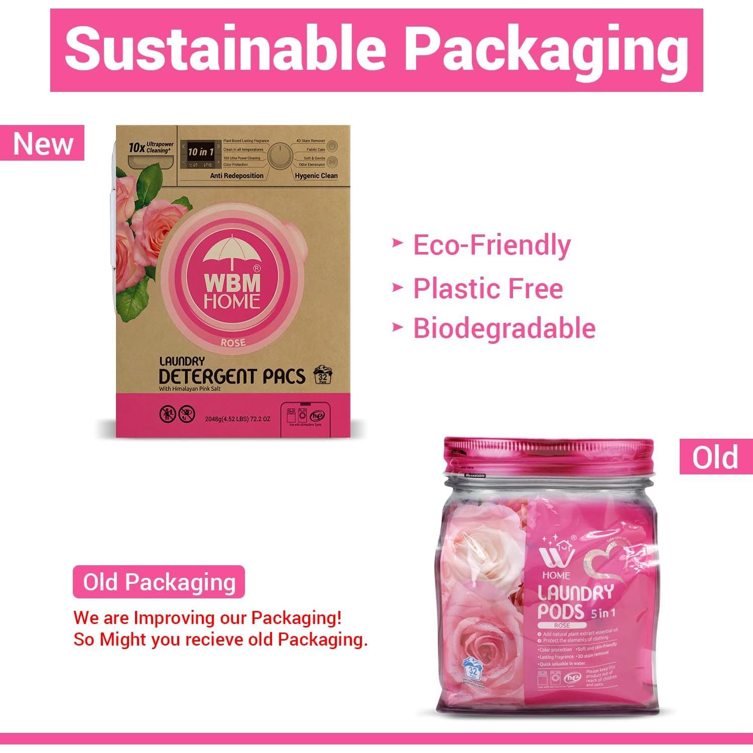 Cápsulas de Detergente WBM 5 en 1 Aroma Rosa - 32 Unidades