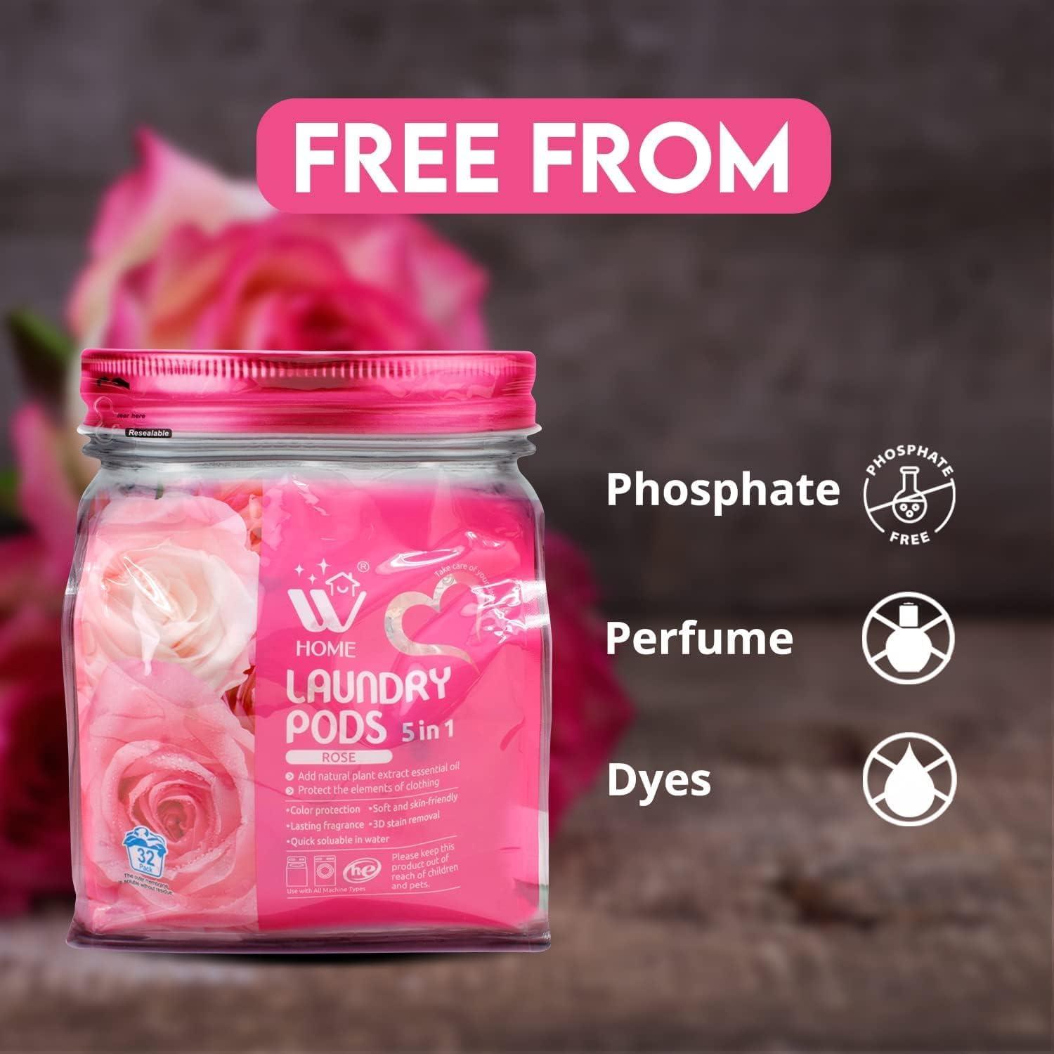 Cápsulas de Detergente WBM 5 en 1 Aroma Rosa - 32 Unidades