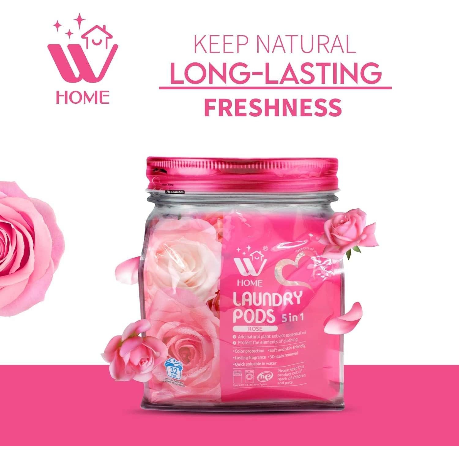 Cápsulas de Detergente WBM 5 en 1 Aroma Rosa - 32 Unidades