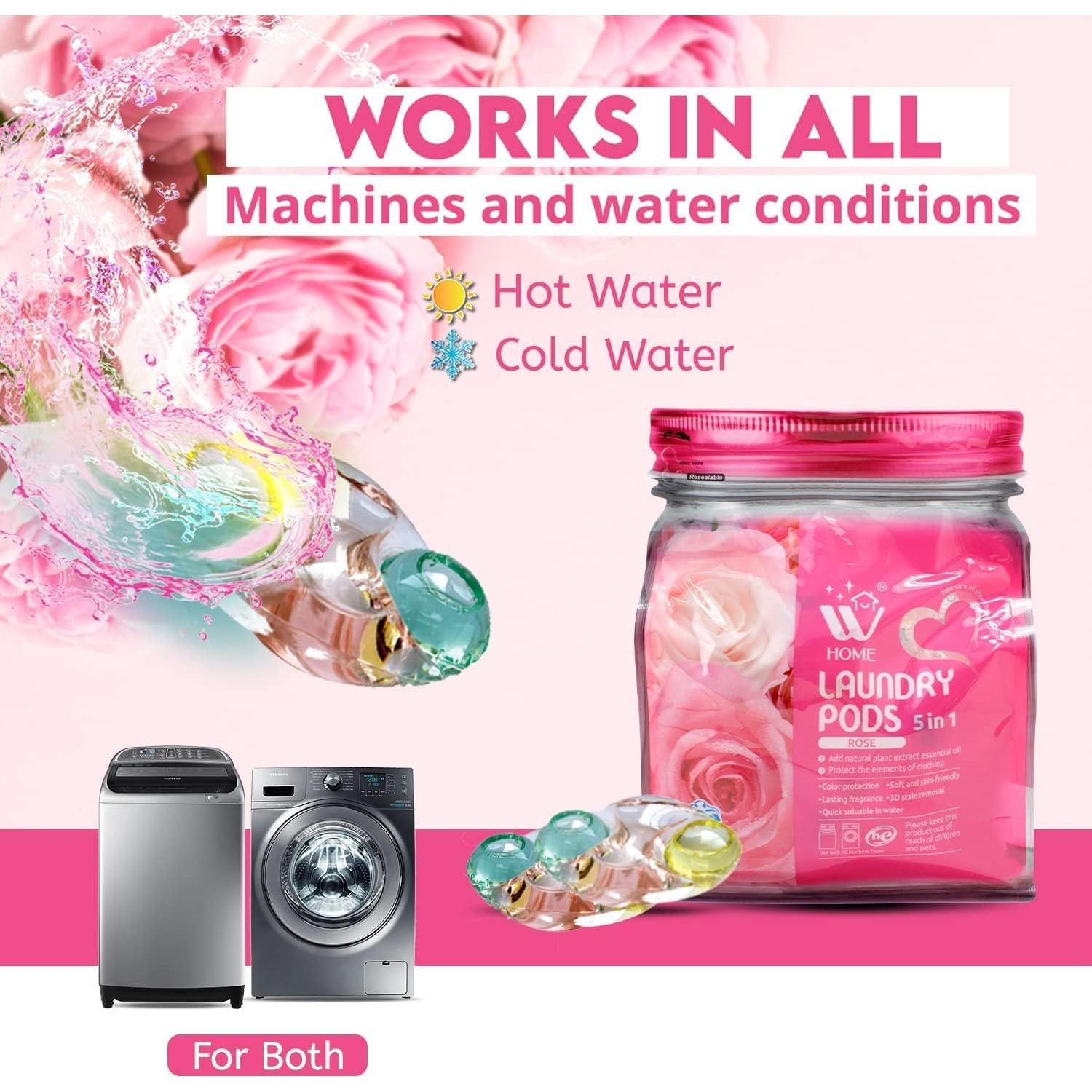 Cápsulas de Detergente WBM 5 en 1 Aroma Rosa - 32 Unidades