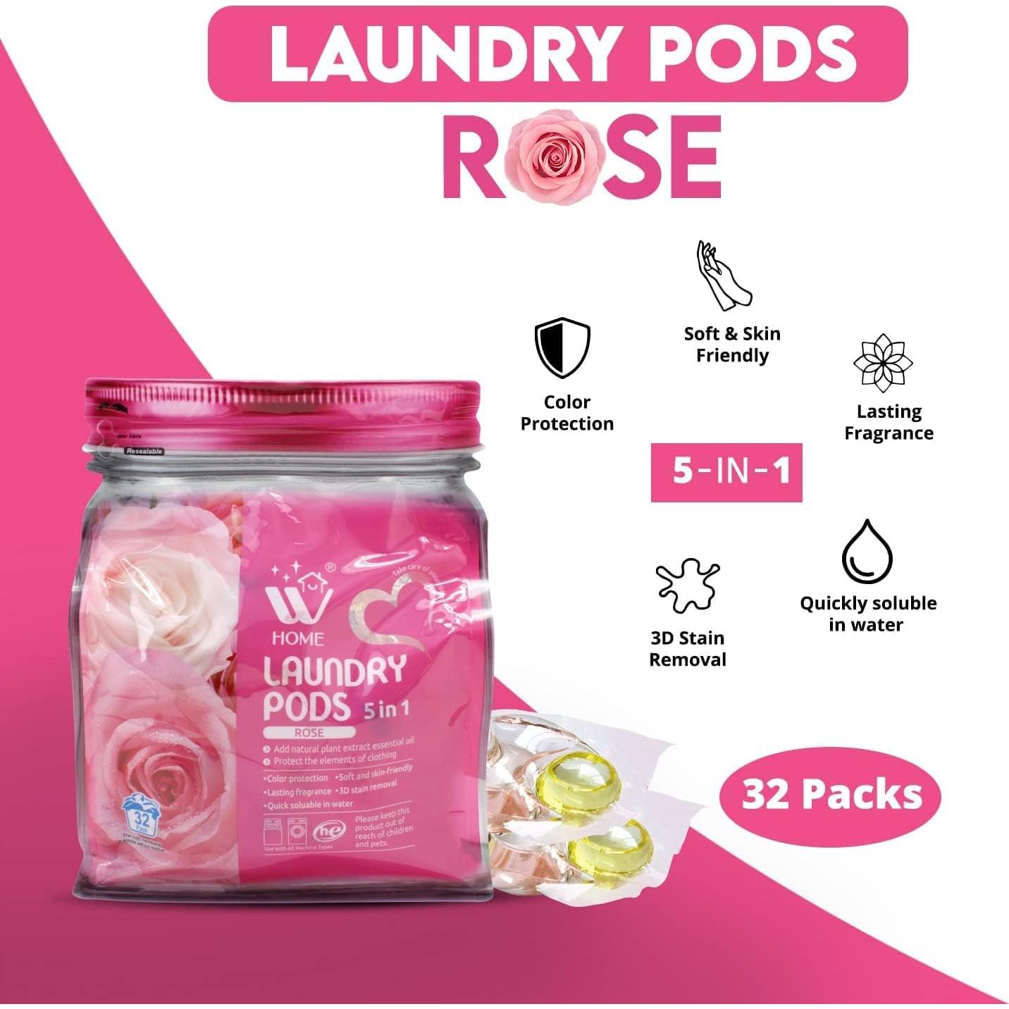 Cápsulas de Detergente WBM 5 en 1 Aroma Rosa - 32 Unidades