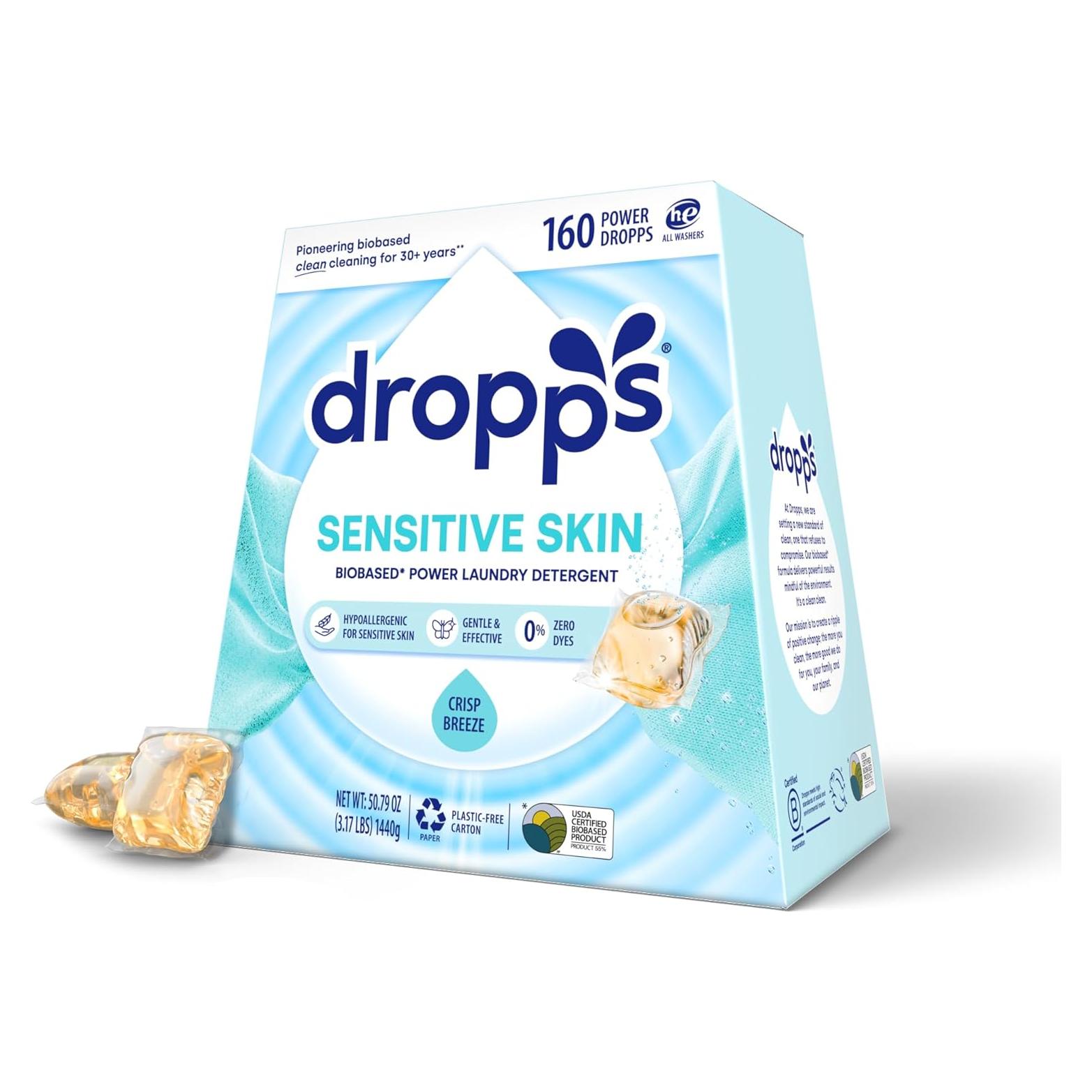 Dropps Detergente para Ropa Piel Sensible 160 Cápsulas Brisa Fresca