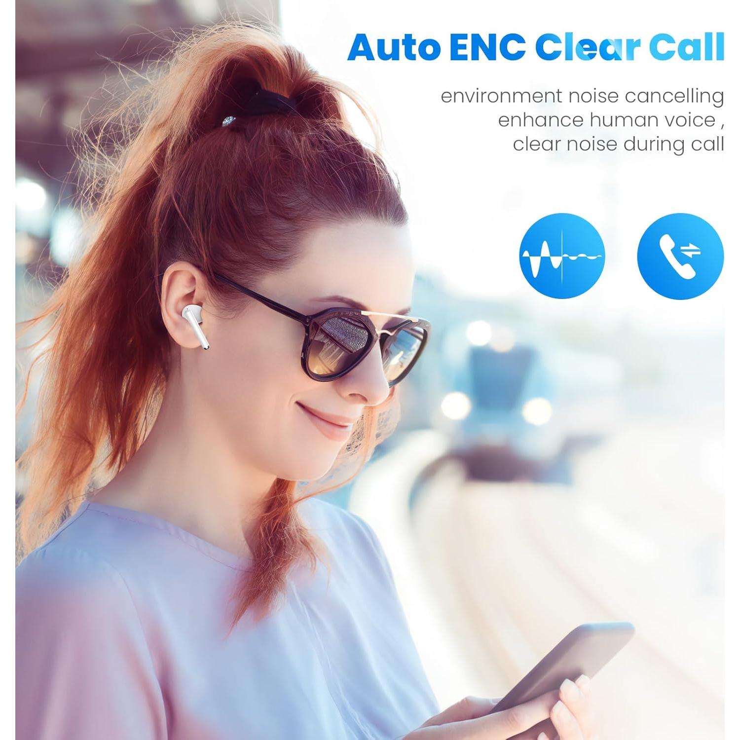 Auriculares Inalámbricos ASKUBSKU Bluetooth 5.3 con Cancelación de Ruido