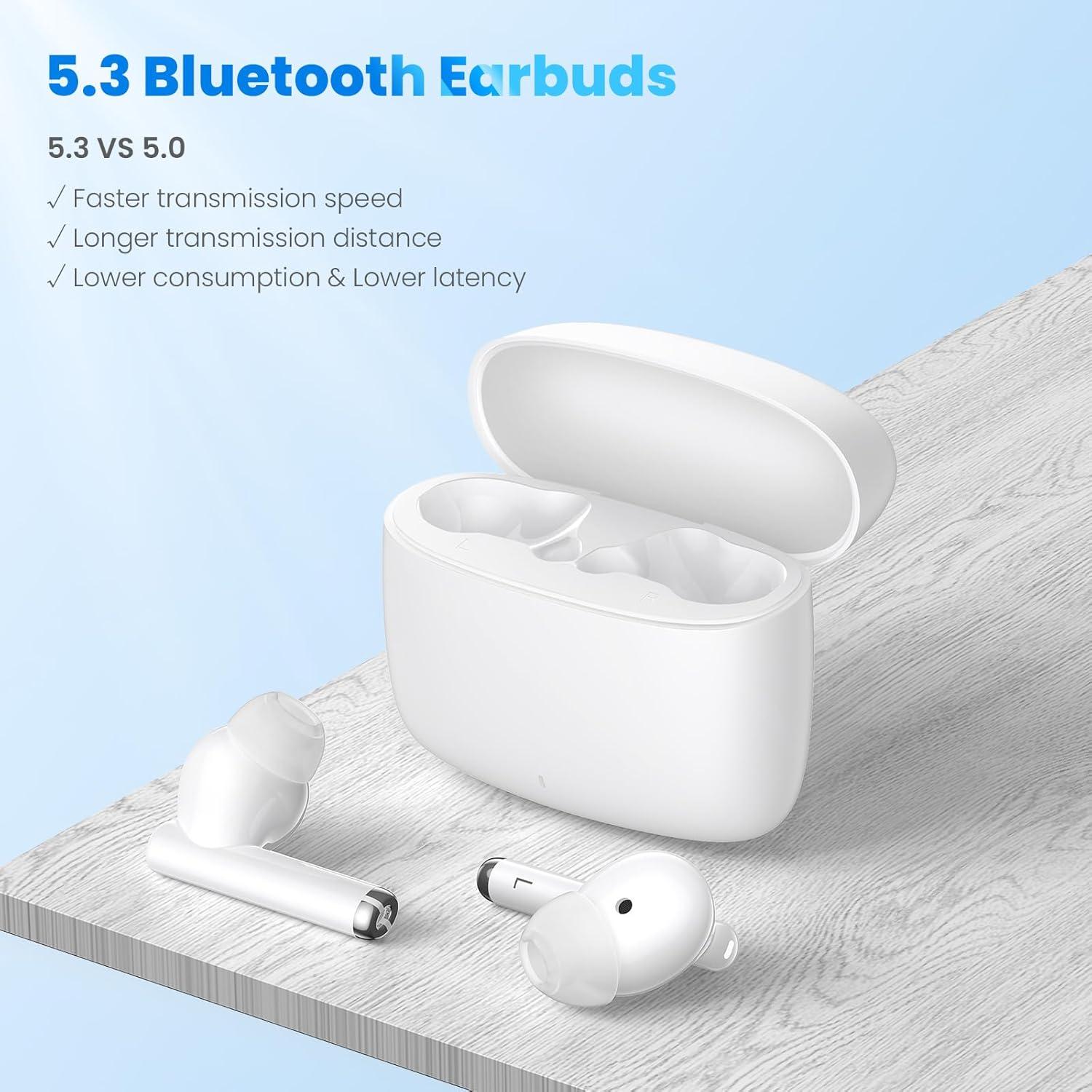 Auriculares Inalámbricos ASKUBSKU Bluetooth 5.3 con Cancelación de Ruido