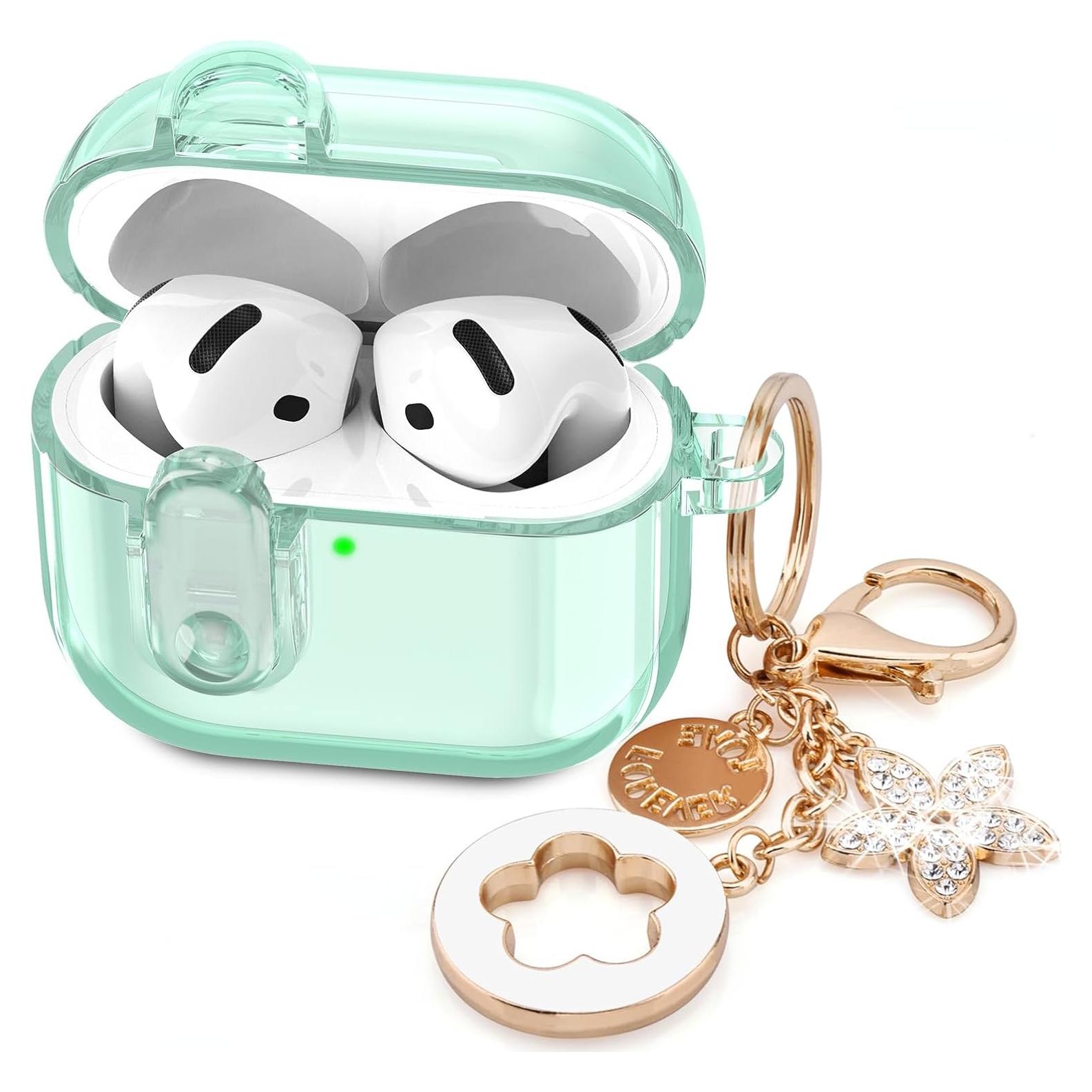 Funda transparente VISOOM para Airpods 4 - Verde hoja