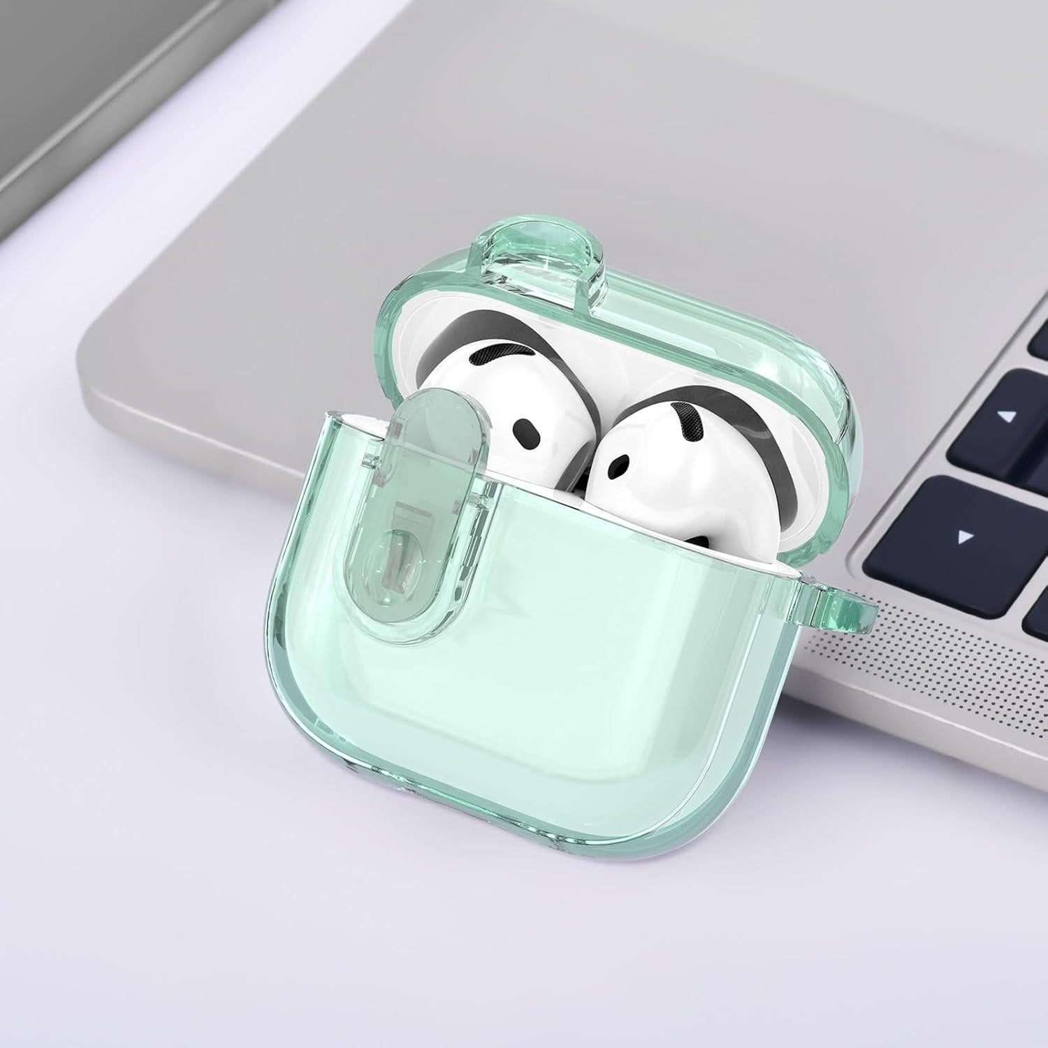 Funda transparente VISOOM para Airpods 4 - Verde hoja