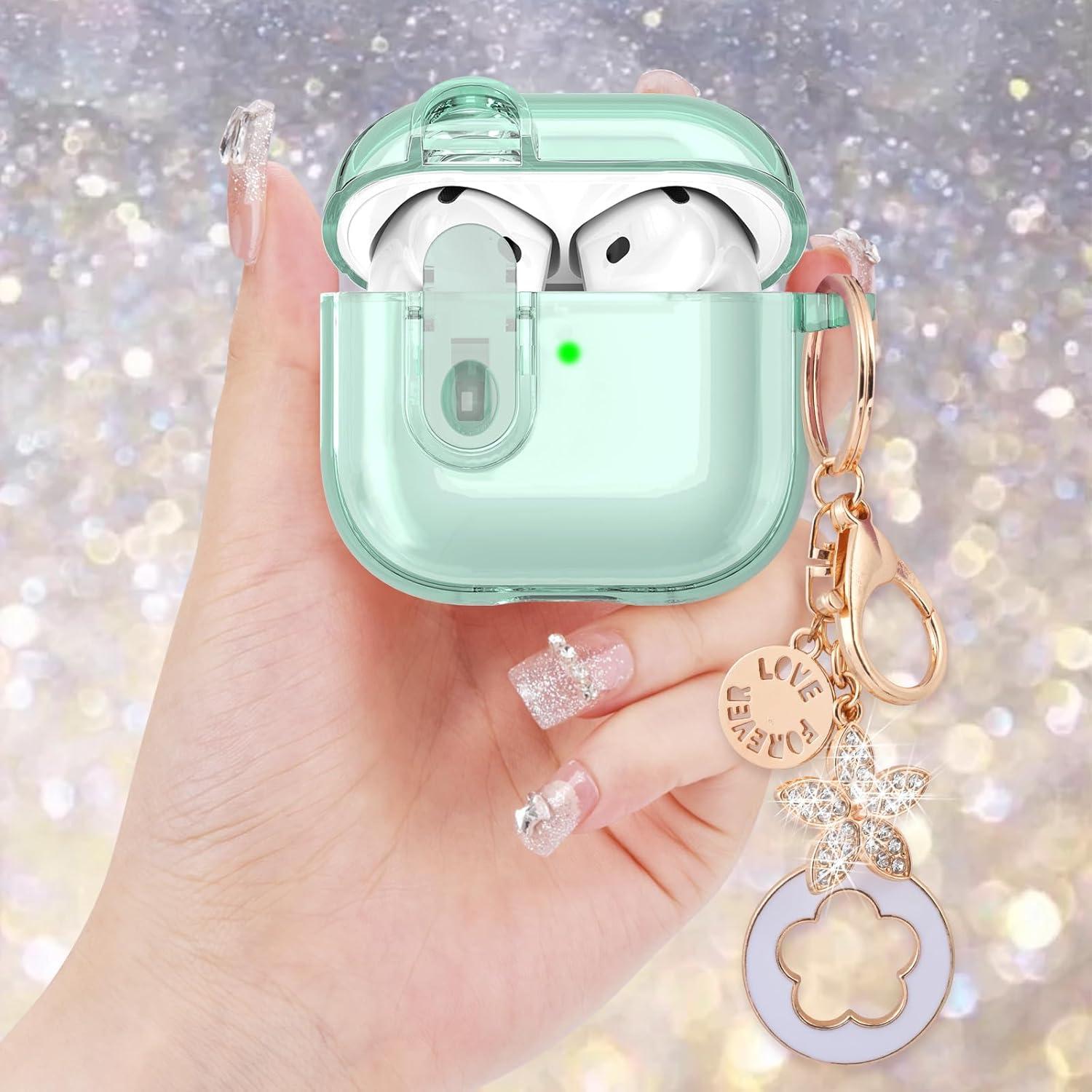 Funda transparente VISOOM para Airpods 4 - Verde hoja