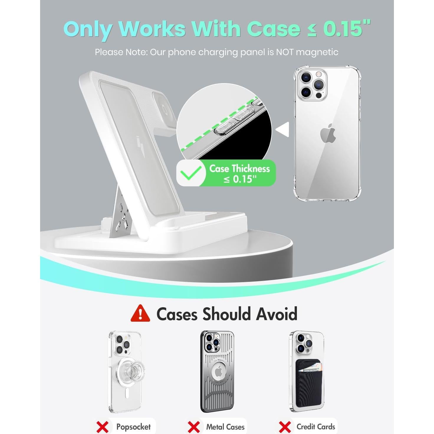 Estación de Carga Inalámbrica 3 en 1 GETPALS W336 para iPhone, Reloj y AirPods