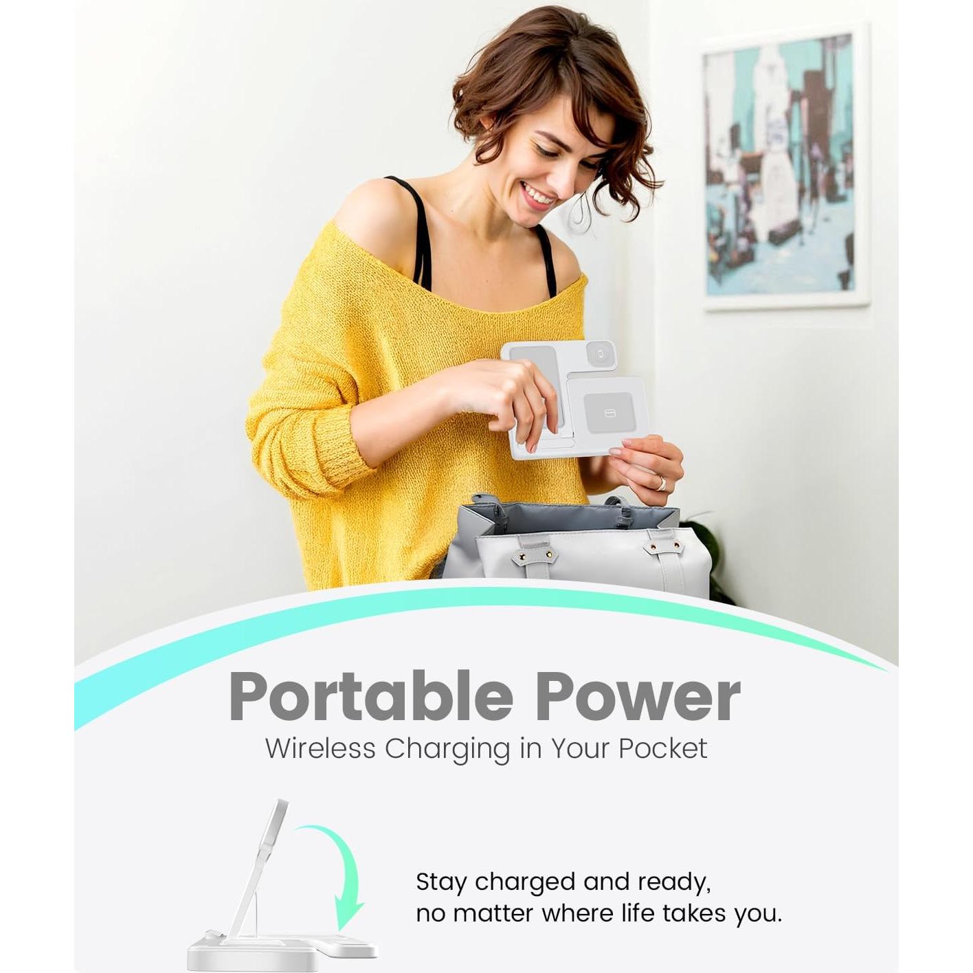 Estación de Carga Inalámbrica 3 en 1 GETPALS W336 para iPhone, Reloj y AirPods