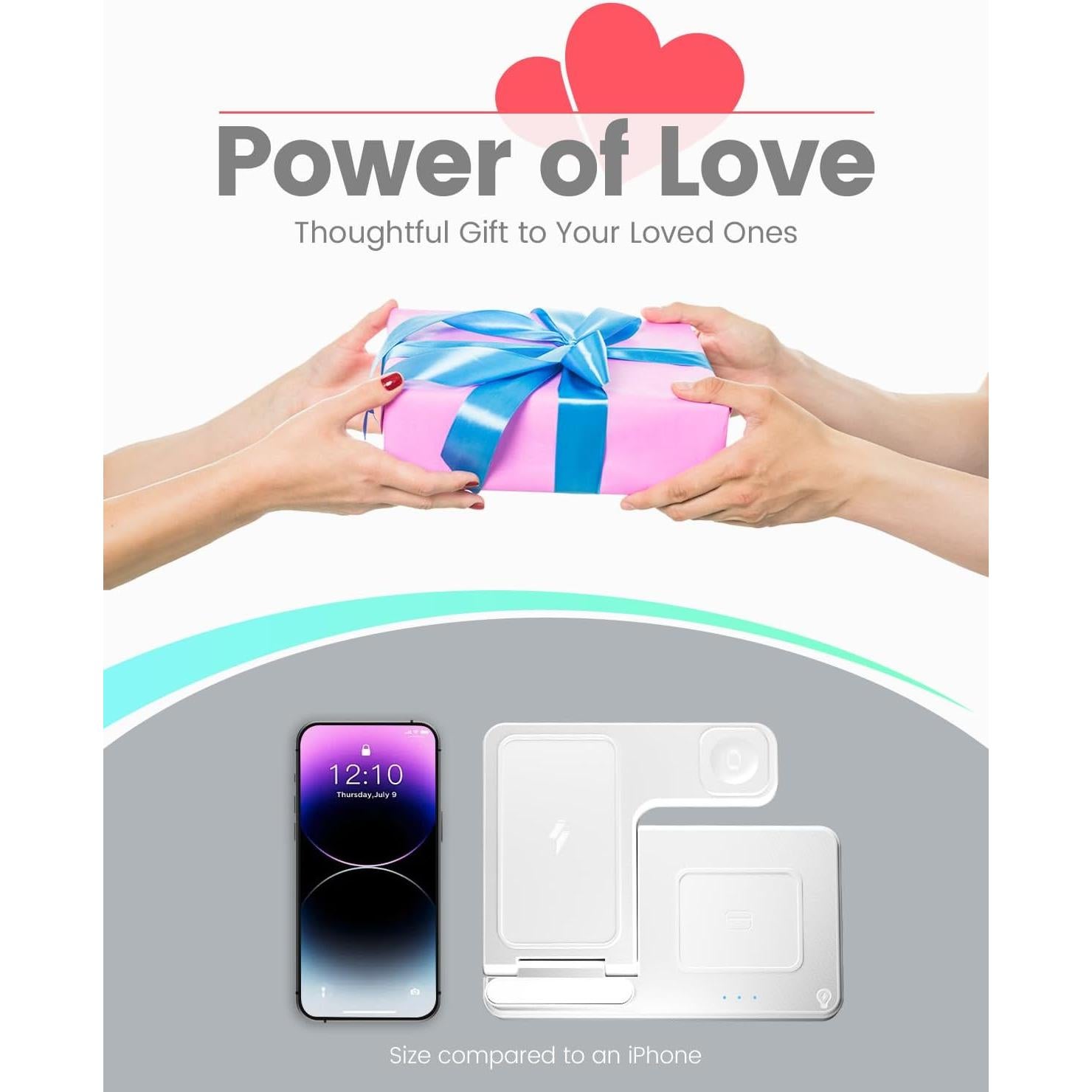 Estación de Carga Inalámbrica 3 en 1 GETPALS W336 para iPhone, Reloj y AirPods