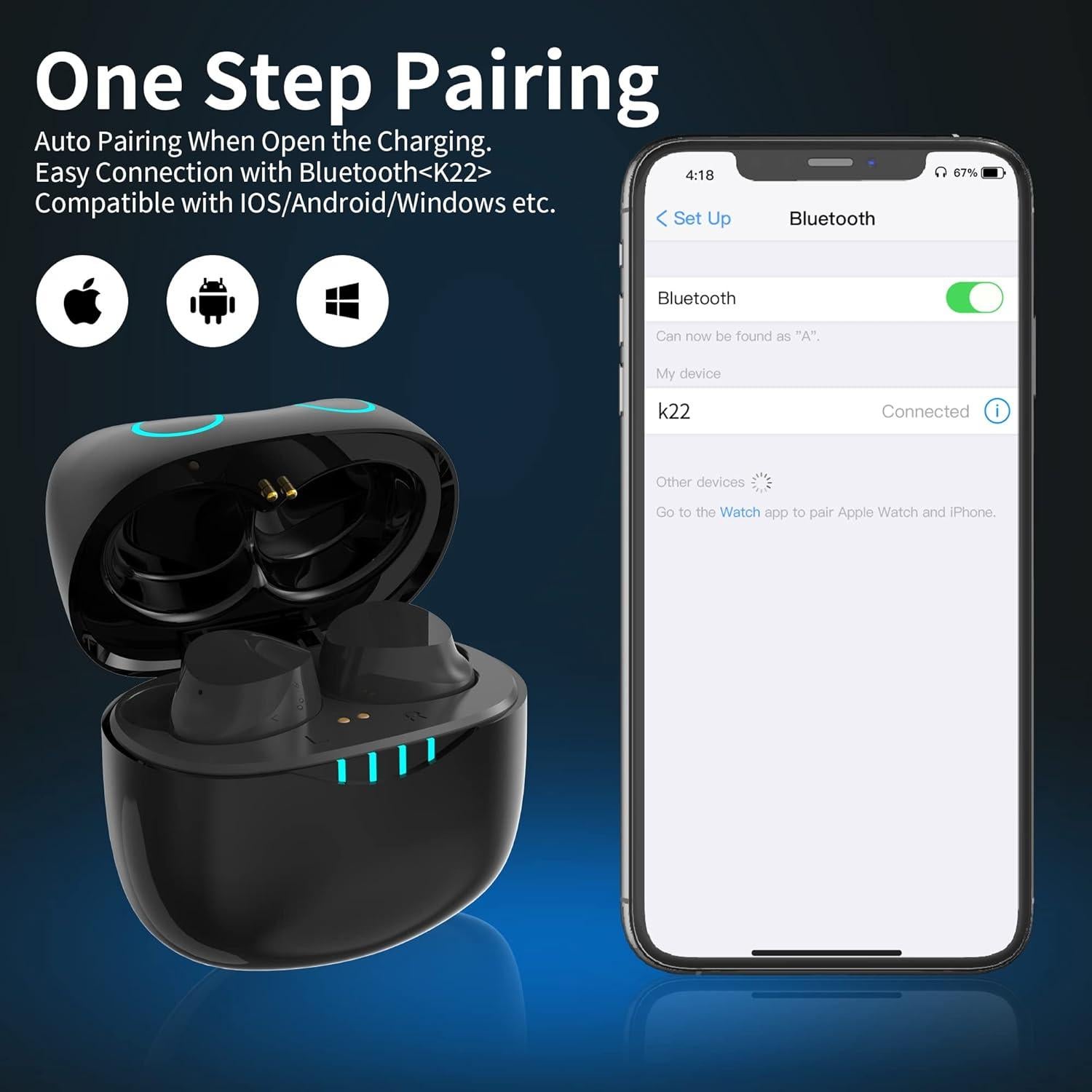 Small Wireless Earbuds,MiNi Headphones 36H Playtime IPX5 Waterproof Stereo Earphone Cordless Sport Headsets, Bluetooth Earbuds with Mic