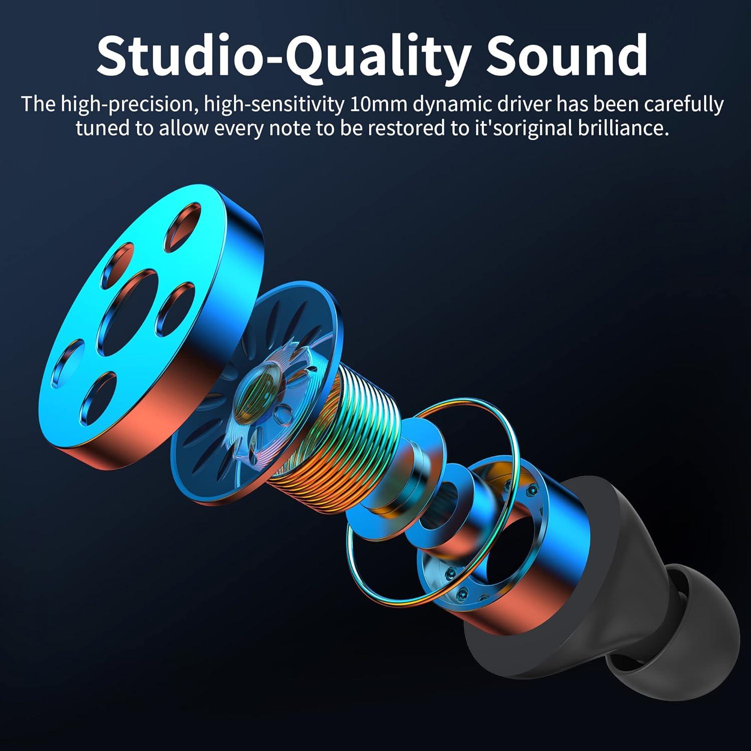 Small Wireless Earbuds,MiNi Headphones 36H Playtime IPX5 Waterproof Stereo Earphone Cordless Sport Headsets, Bluetooth Earbuds with Mic