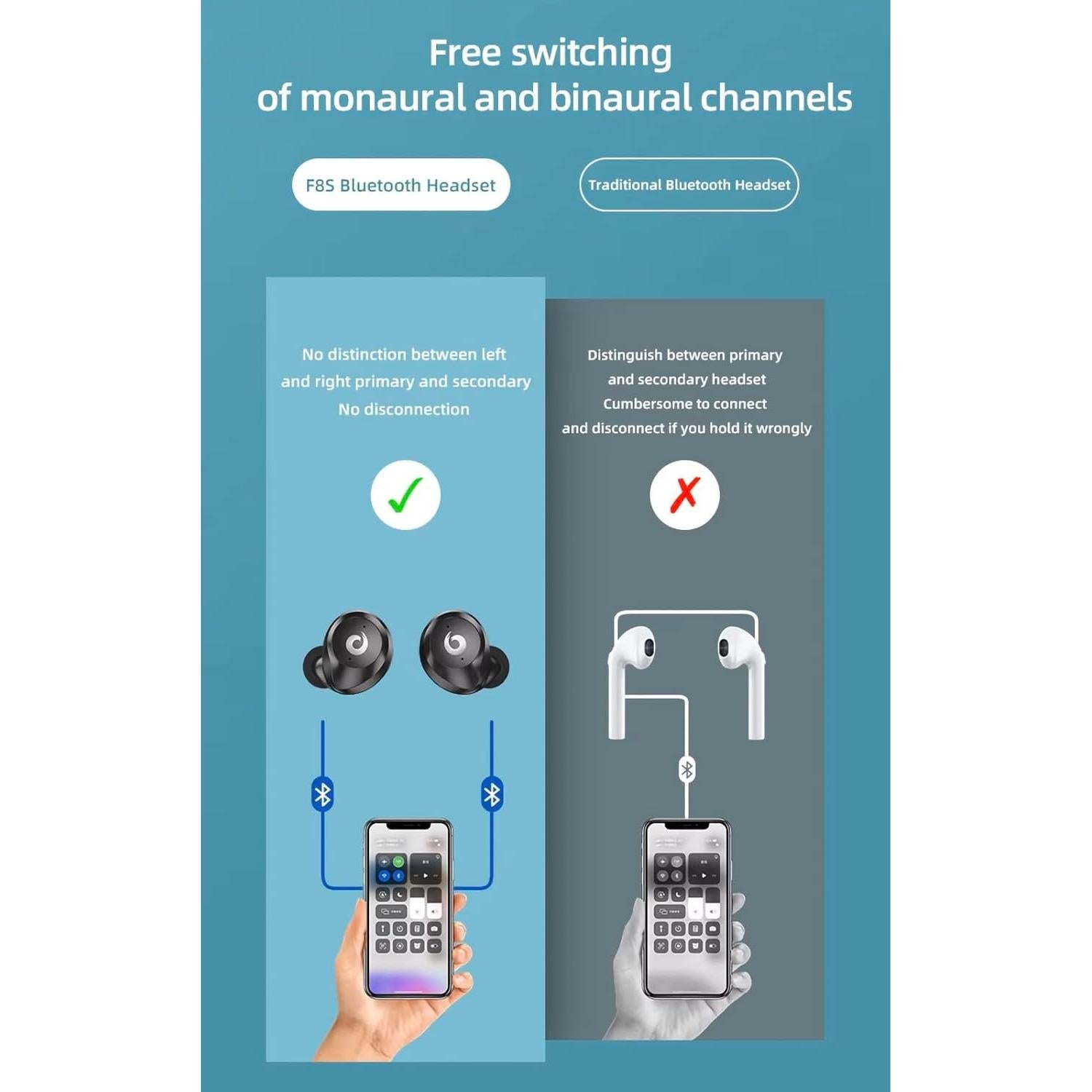 Auriculares Bluetooth V5.3 VOLT+ VP-1248-B IPX7 24h Carga