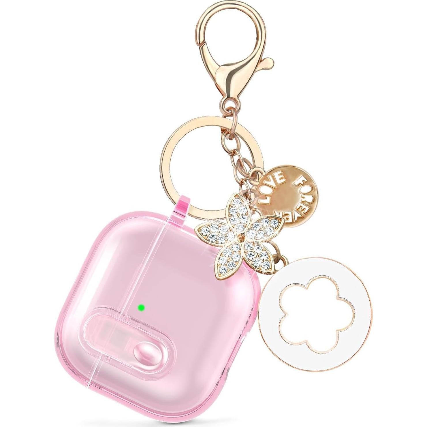 Safety Lock Clear Case Compatible with Apple AirPods 4 Cases 2024 Women, VOTILE Soft TPU Transparency Air pods 4 Gen Cases iPods 4 Earbuds Case Girl Bling Keychain for Airpod iPod 4th Gen