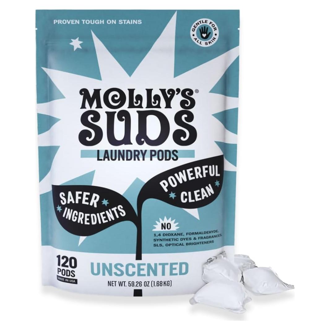 Bolsas de detergente para ropa Molly's Suds - 120 unidades sin fragancia