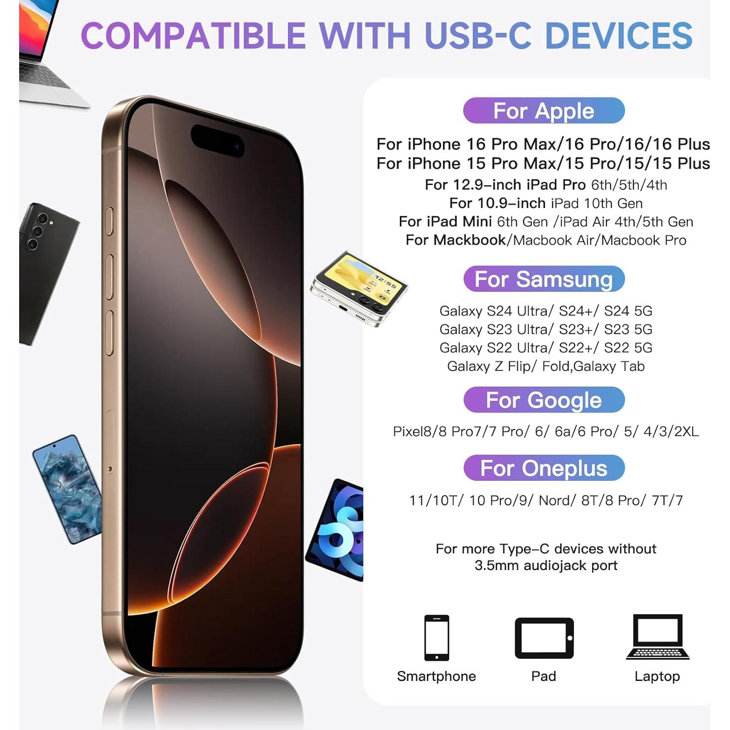 Auriculares USB C ZENIPER para iPhone 17/16/15 Pro Max - Sonido HD