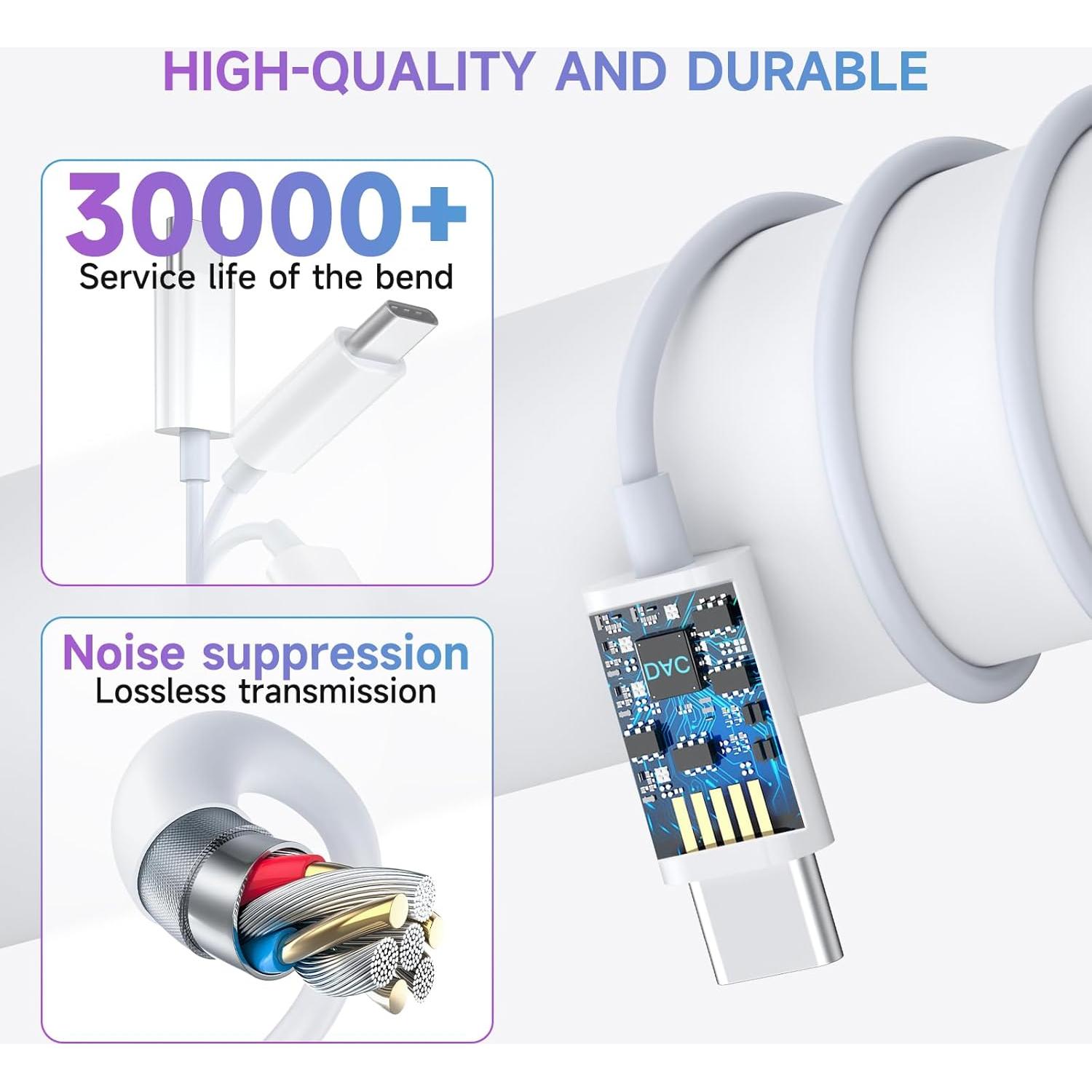 Auriculares USB C ZENIPER para iPhone 17/16/15 Pro Max - Sonido HD