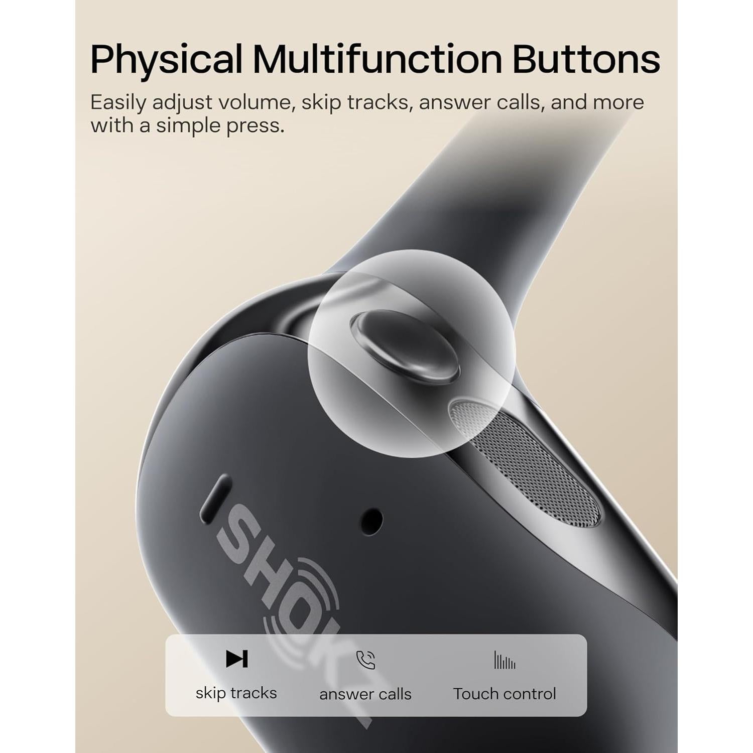 Auriculares In-Ear Abiertos SHOKZ OpenFit 2 Bluetooth Negro