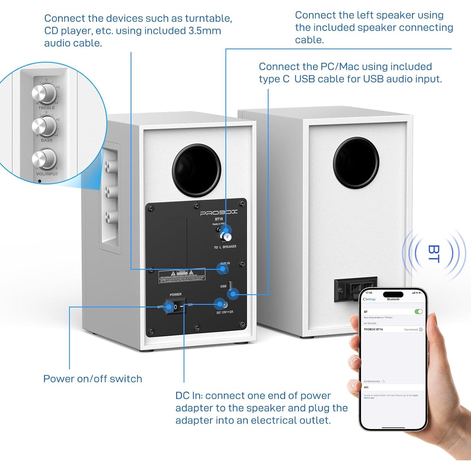 Altavoces de Estantería Probox BT16 60W Bluetooth 5.3 2.0