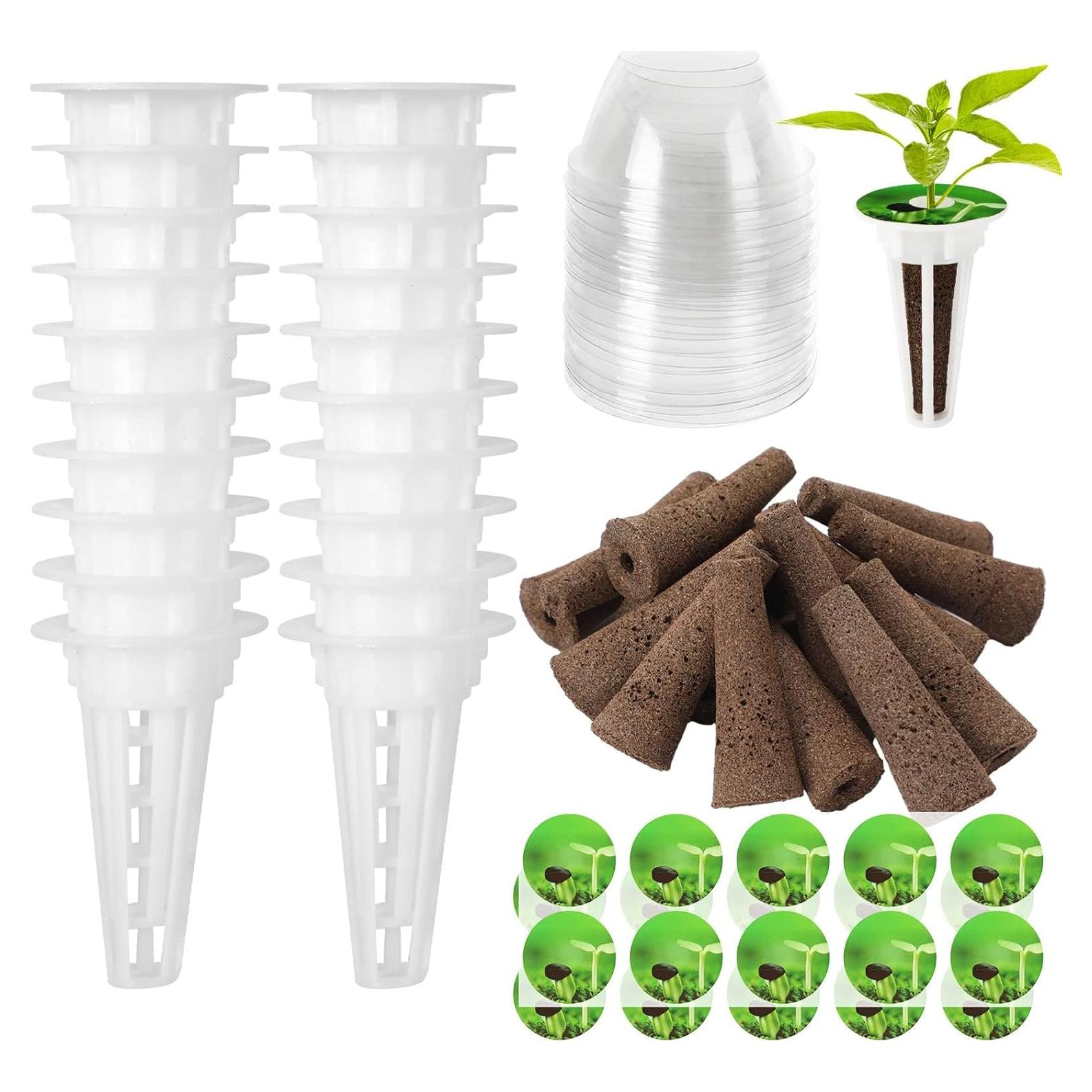 DECYOOL Garden Pods, 80pcs Hydroponic Pods Kit,Grow Anything Kit with 20 Grow Baskets,20 Grow Sponges, 20 Pod Labels,20 Grow Domes