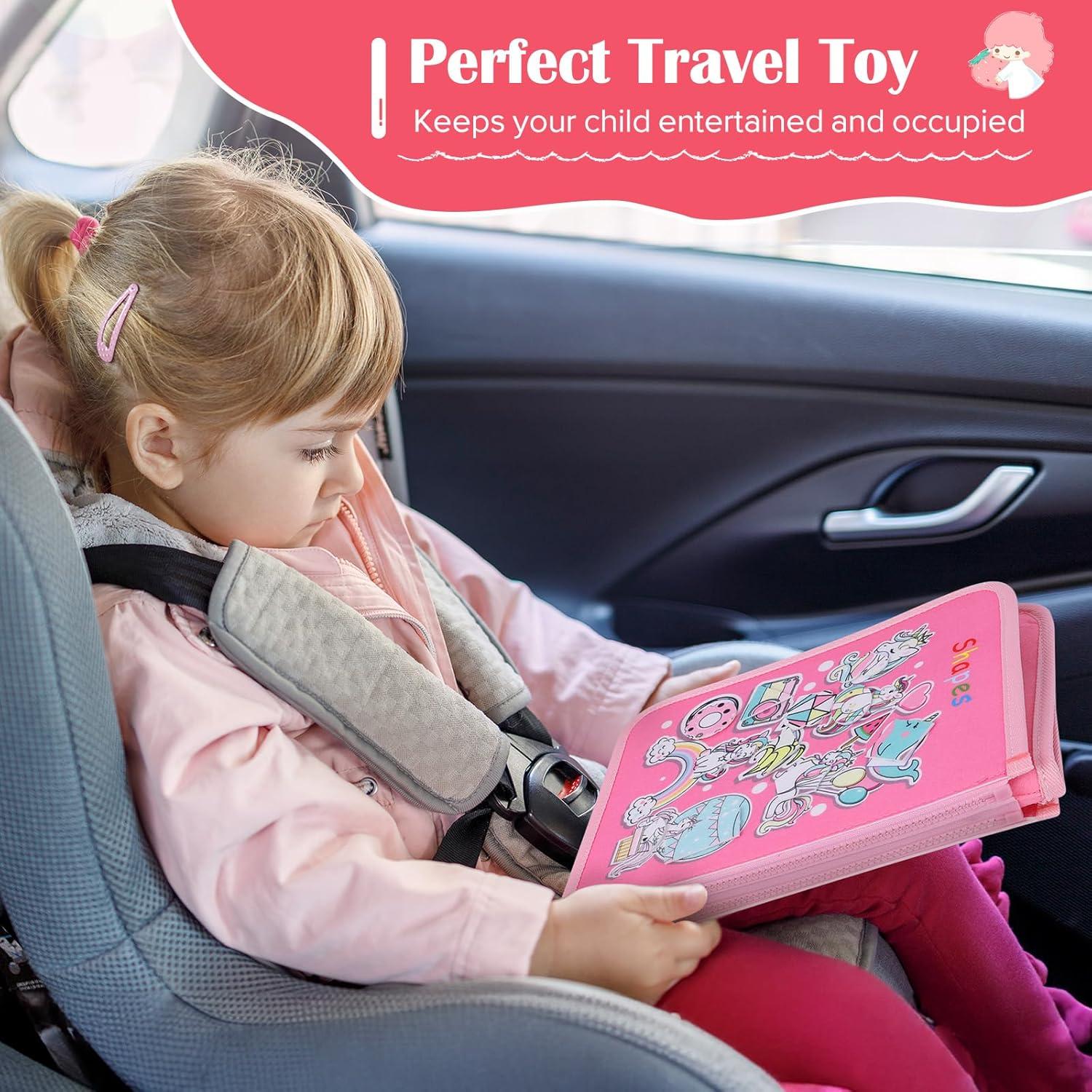 Busy Board, Montessori Toys for 1 2 3 4 Year Old Girl Birthday Gifts, Educational Sensory Toy for Learning Activities Fine Motor Skills, Road Trip Airplane Travel Toys for Toddlers Kids Age 1-3 2-4