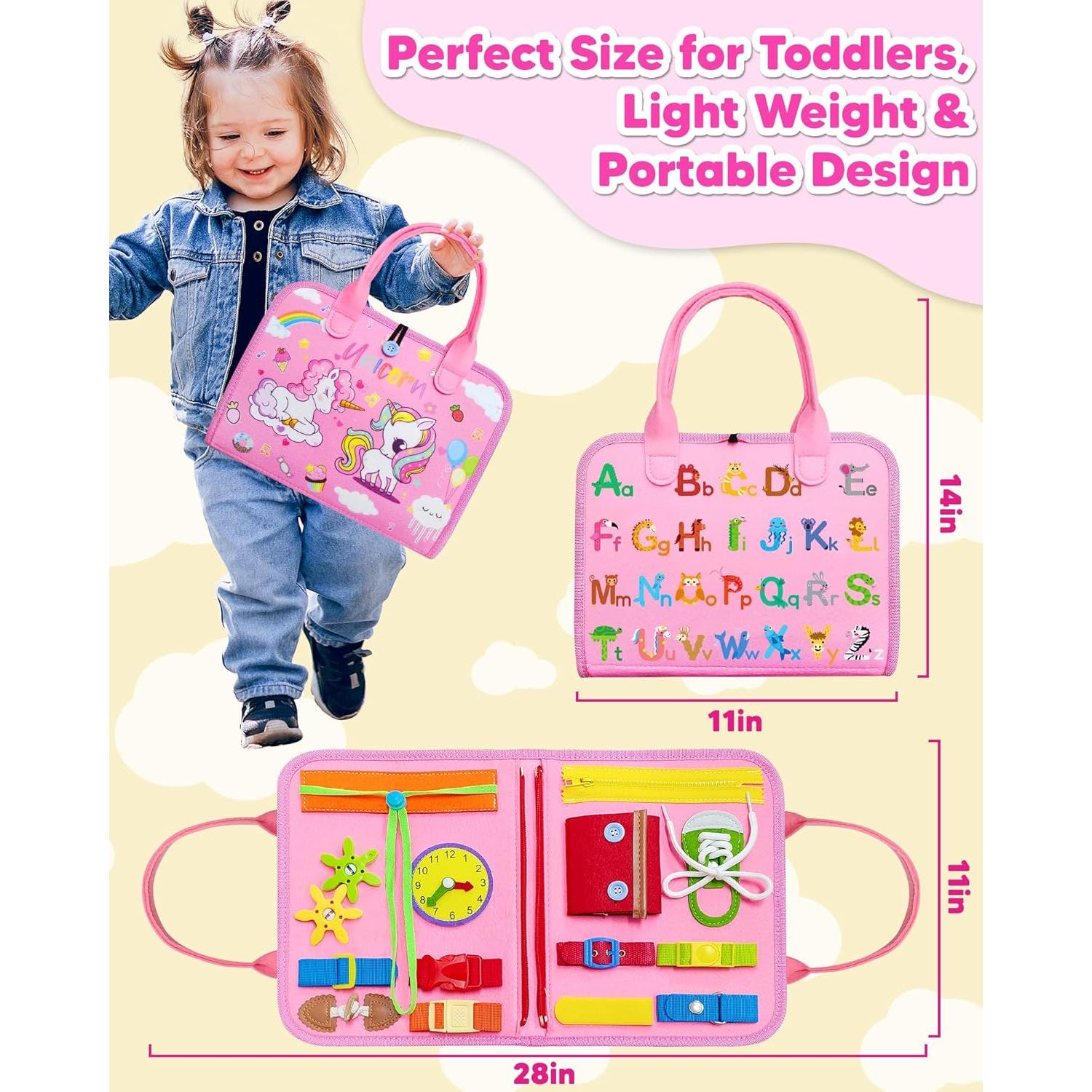 Tablero Ocupado Montessori Exorany Rosa 8 en 1 para Niños