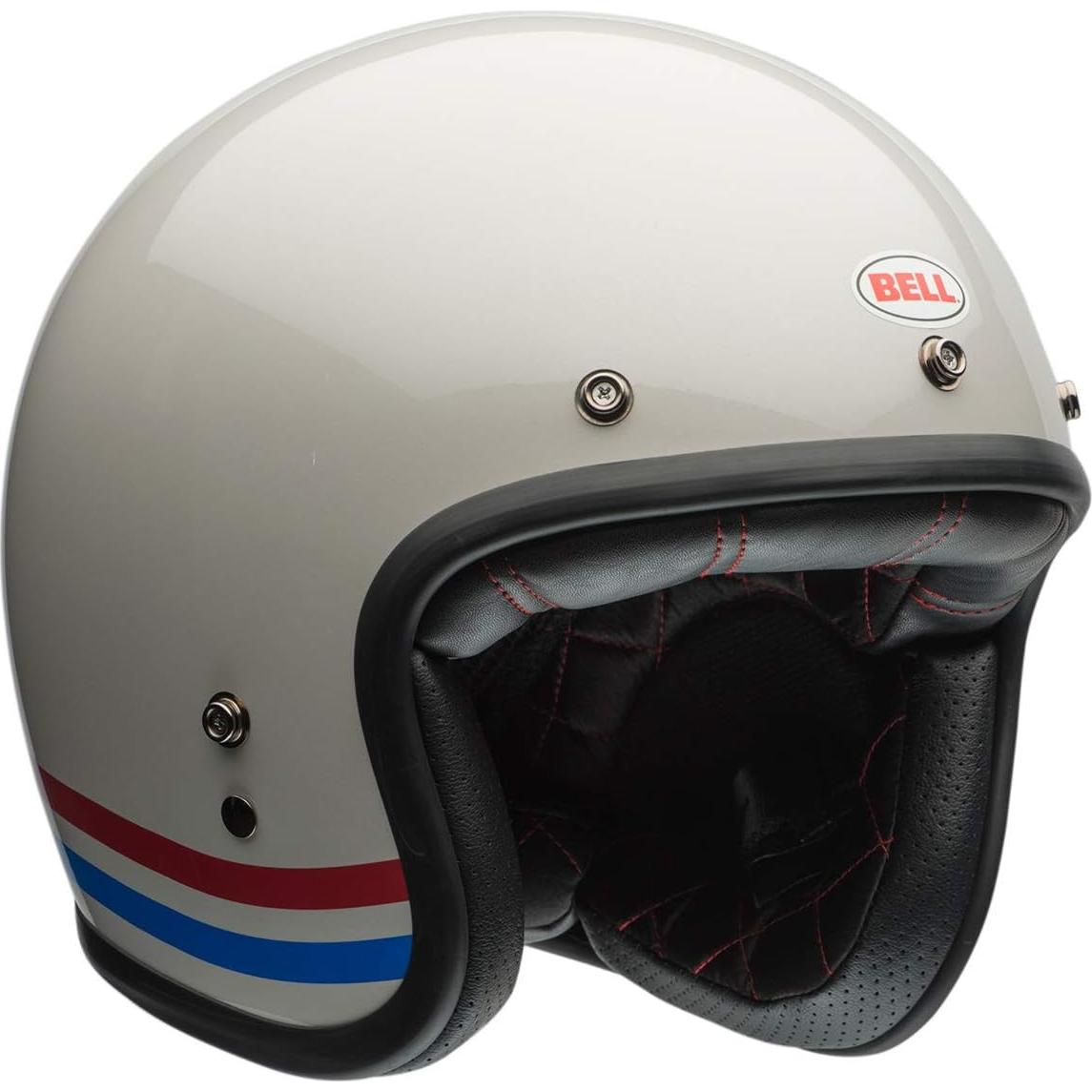 Casco de Moto BELL Custom 500 Rayas Blanco Perla 2XL